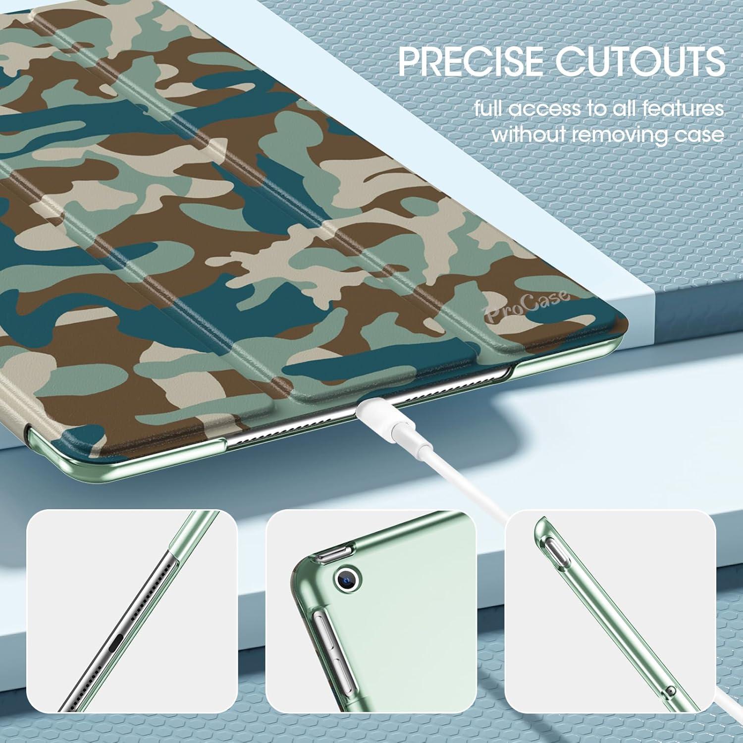 image:imageProCase for iPad 9th 8th 7th Generation Case 102 Inch 202120202019 Release 102 iPad Case 9th 8th 7th Gen Cover Slim Smart Cover with Translucent Hard Shell Back BlackCamoNavy