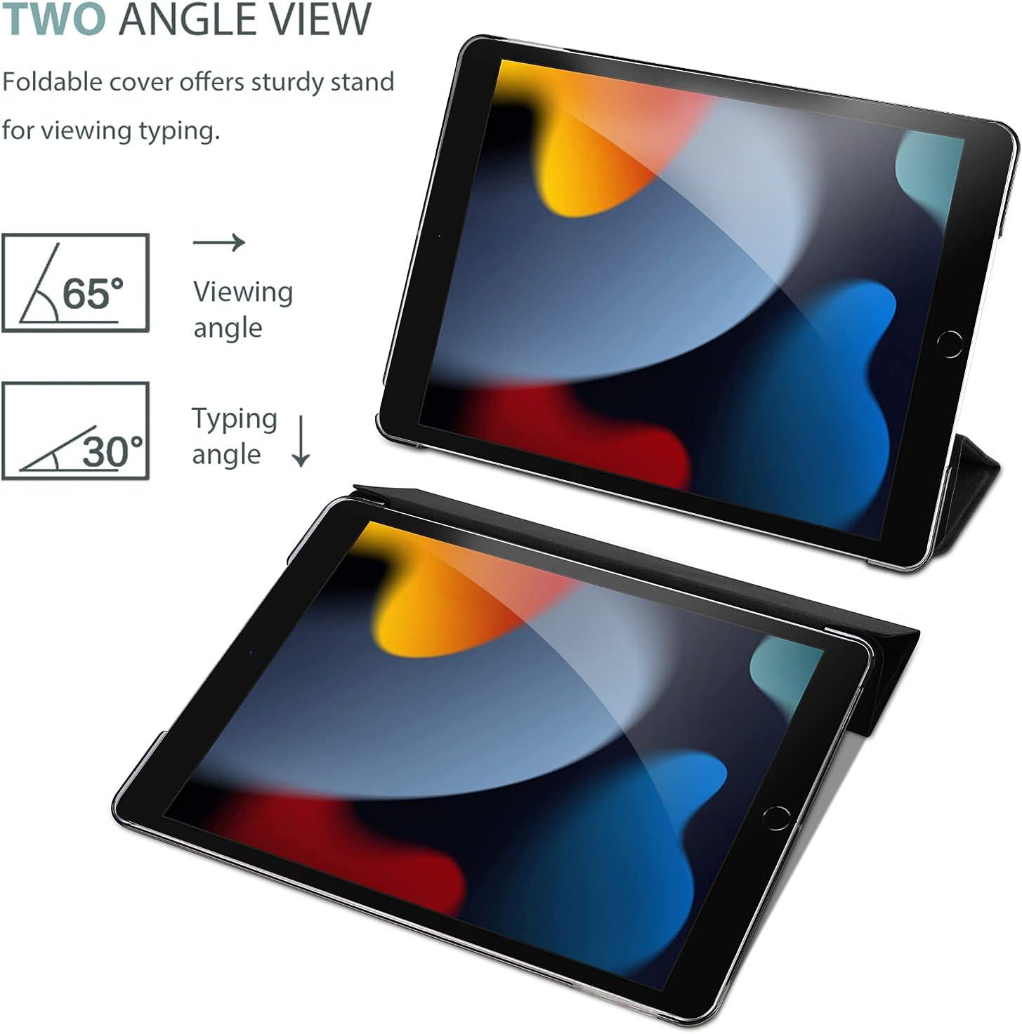 image:imageProCase for iPad 9th 8th 7th Generation Case 102 Inch 202120202019 Release 102 iPad Case 9th 8th 7th Gen Cover Slim Smart Cover with Translucent Hard Shell Back BlackMatte Black