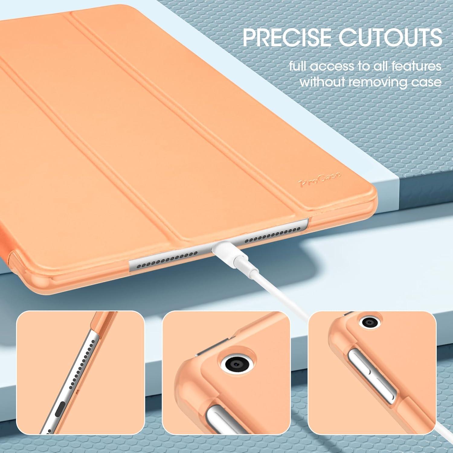 image:imageProCase for iPad 9th 8th 7th Generation Case 102 Inch 202120202019 Release 102 iPad Case 9th 8th 7th Gen Cover Slim Smart Cover with Translucent Hard Shell Back BlackOrange