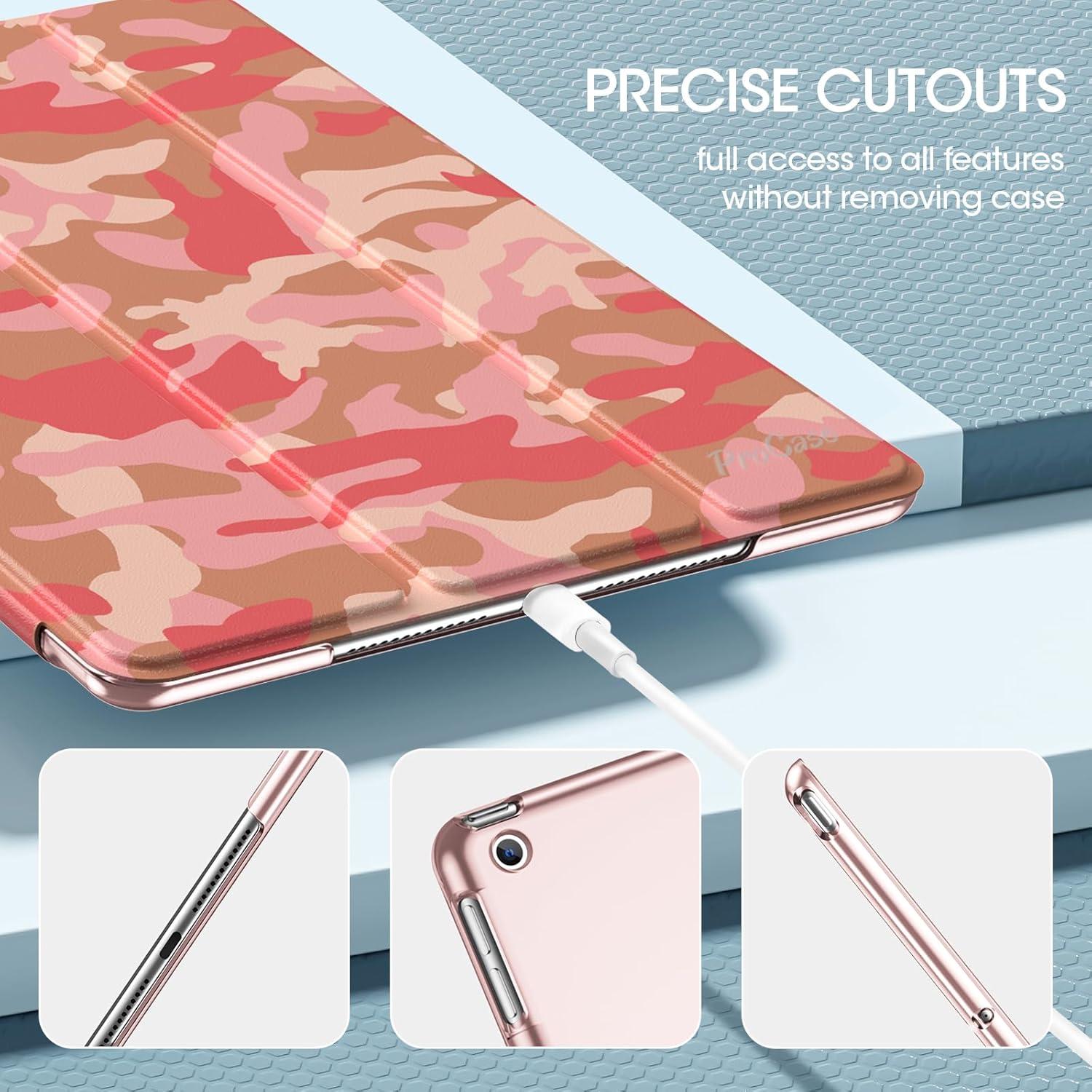 image:imageProCase for iPad 9th 8th 7th Generation Case 102 Inch 202120202019 Release 102 iPad Case 9th 8th 7th Gen Cover Slim Smart Cover with Translucent Hard Shell Back BlackCamoPink
