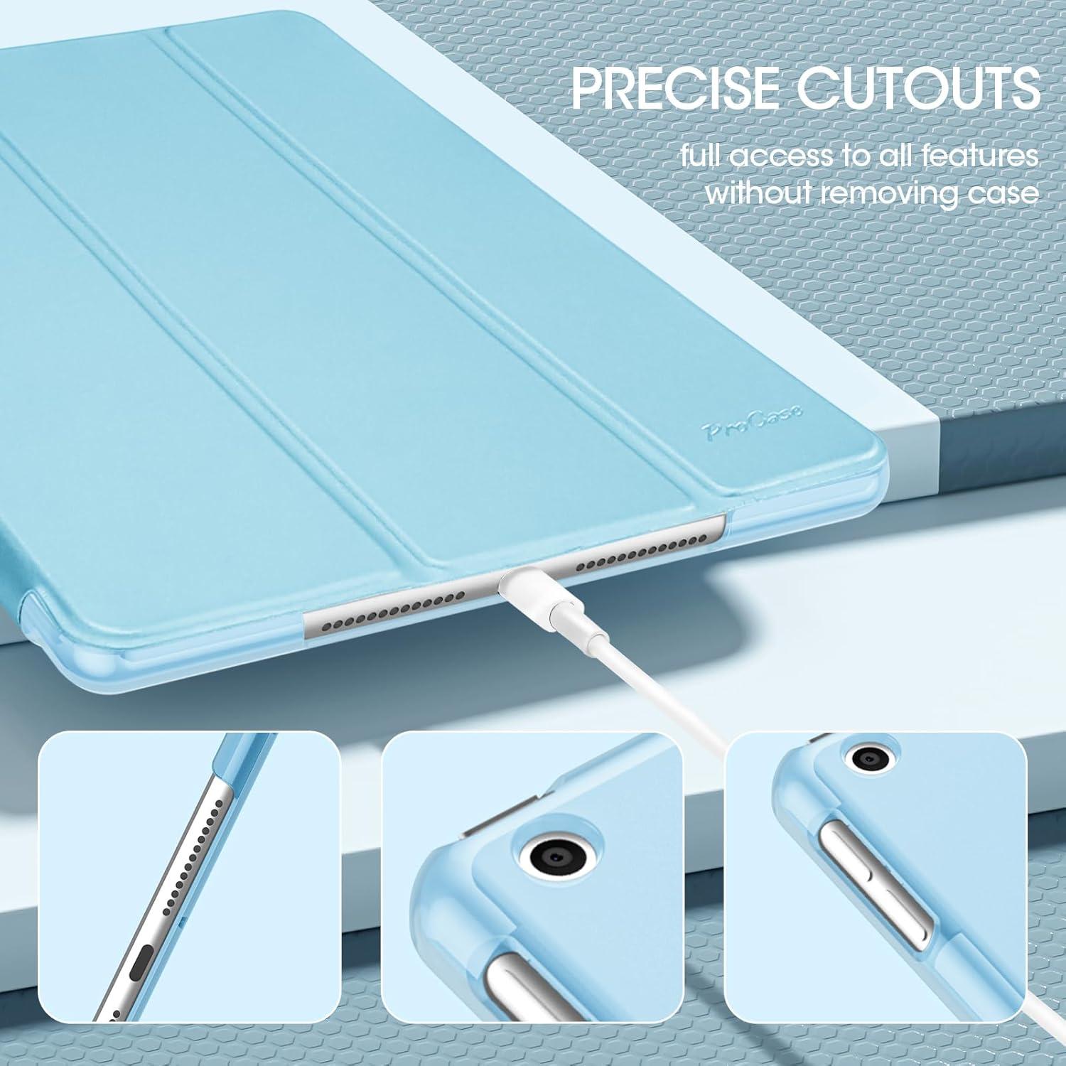 image:imageProCase for iPad 9th 8th 7th Generation Case 102 Inch 202120202019 Release 102 iPad Case 9th 8th 7th Gen Cover Slim Smart Cover with Translucent Hard Shell Back BlackBabyBlue