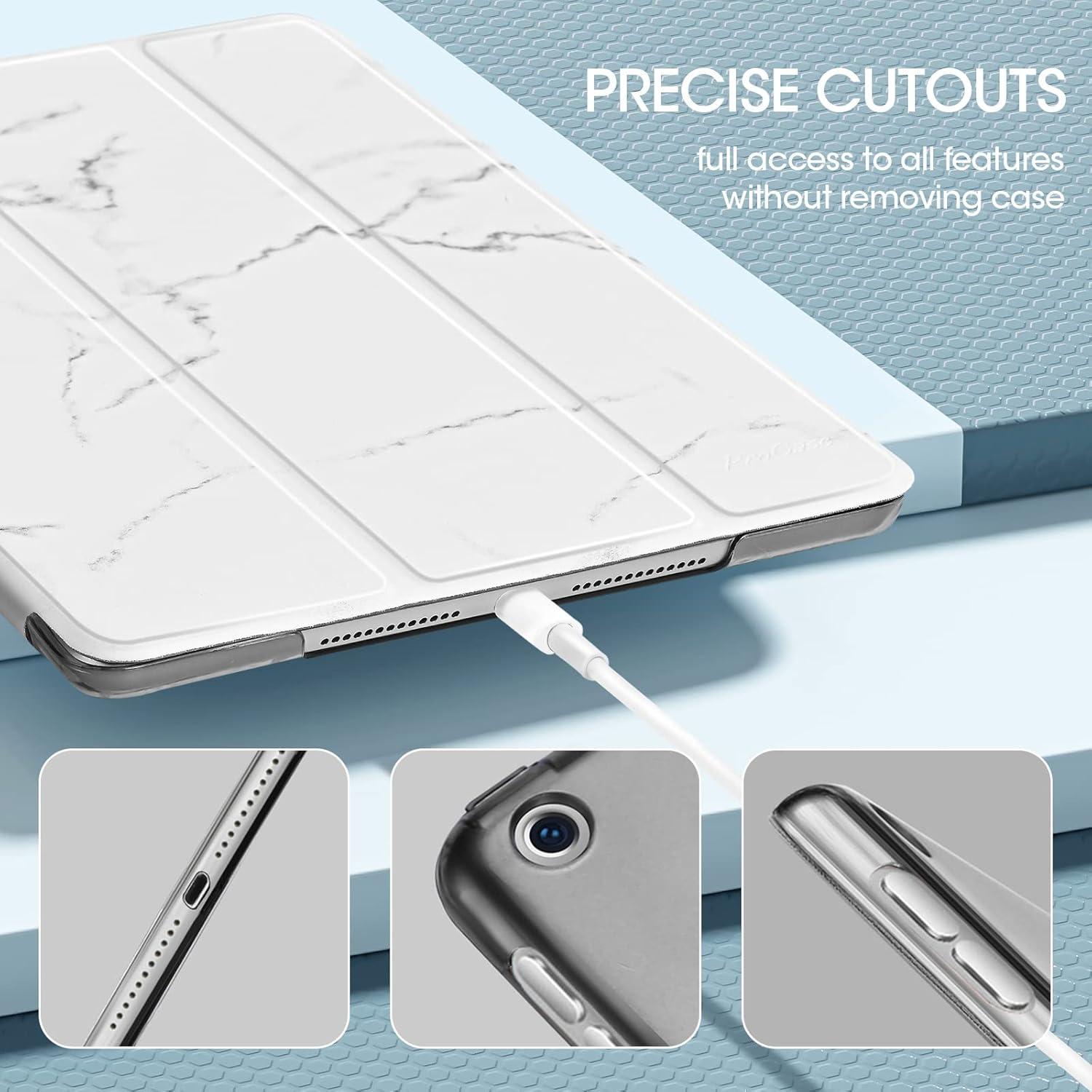 image:imageProCase for iPad 9th 8th 7th Generation Case 102 Inch 202120202019 Release 102 iPad Case 9th 8th 7th Gen Cover Slim Smart Cover with Translucent Hard Shell Back BlackWhitemarble