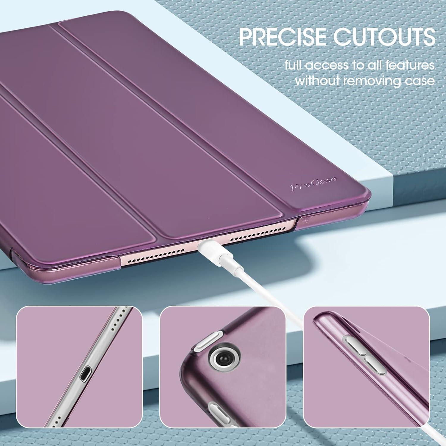 image:imageProCase for iPad 9th 8th 7th Generation Case 102 Inch 202120202019 Release 102 iPad Case 9th 8th 7th Gen Cover Slim Smart Cover with Translucent Hard Shell Back BlackPurple