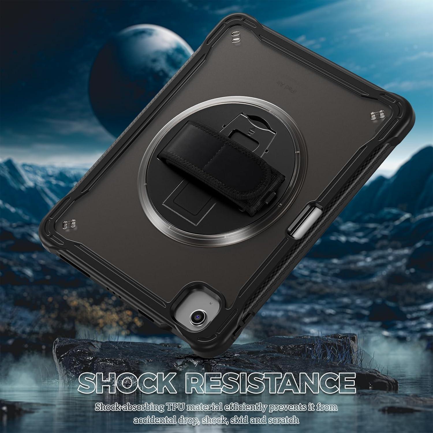 image:imageProCase for iPad Air 11inch M4 2026 M3 2025 M2 2024 Air 5th 4th Gen 109 iPad Pro 11 4th3rd2nd1st Gen Heavy Duty Shockproof Cover with Hand Strap 360 Degree Rotatable Kickstand BlueBlack