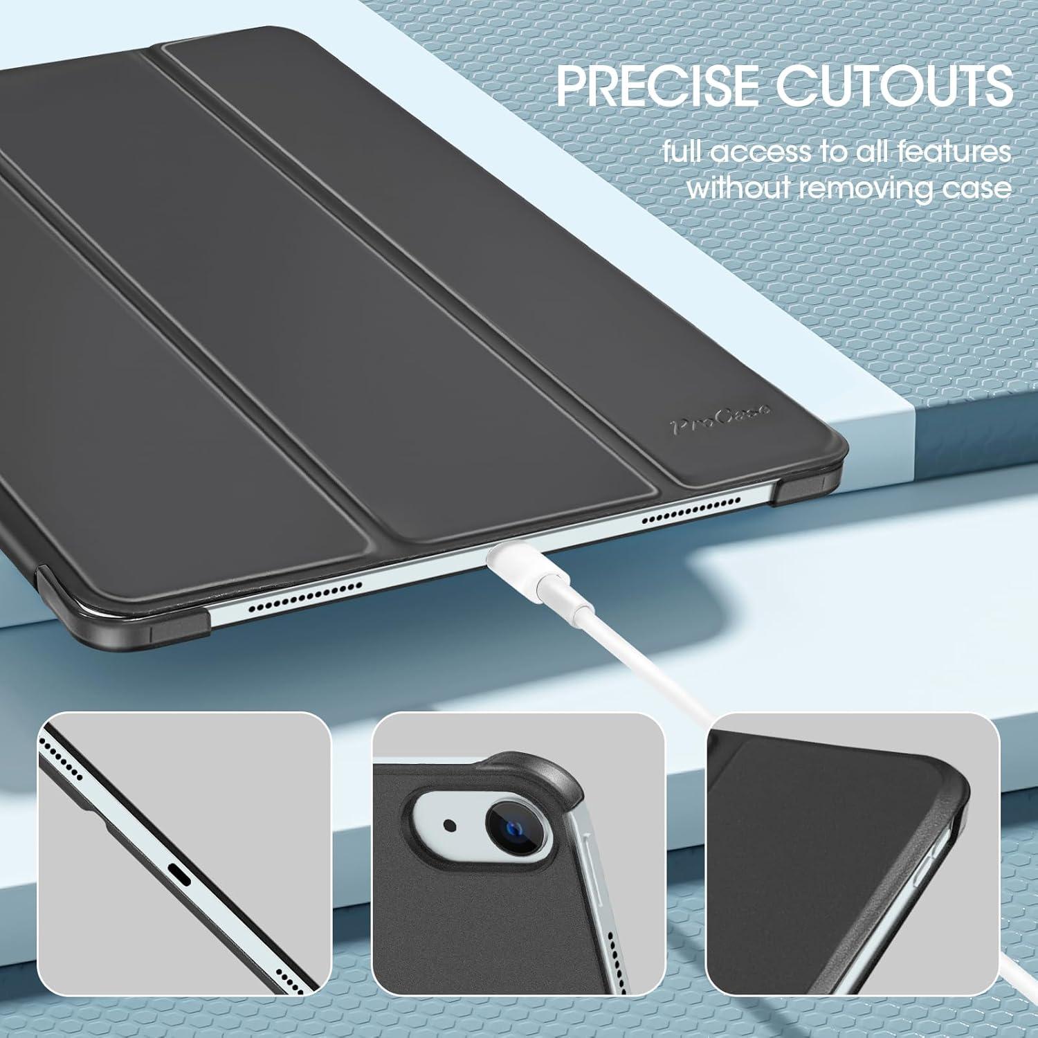 image:imageProCase for iPad Air 13 Inch Case M4M3M2202620252024 Slim Smart Cover iPad 13 Air M4 M3 M2 Case with Translucent Hard Shell Back Supports Touch ID Auto WakeSleep BlackBlack