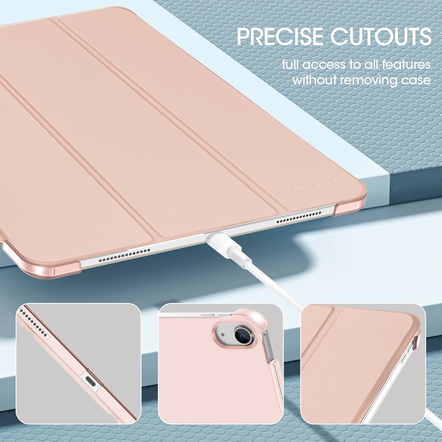 image:imageProCase for iPad Air 13 Inch Case M4M3M2202620252024 Slim Smart Cover iPad 13 Air M4 M3 M2 Case with Translucent Hard Shell Back Supports Touch ID Auto WakeSleep BlackRosegold