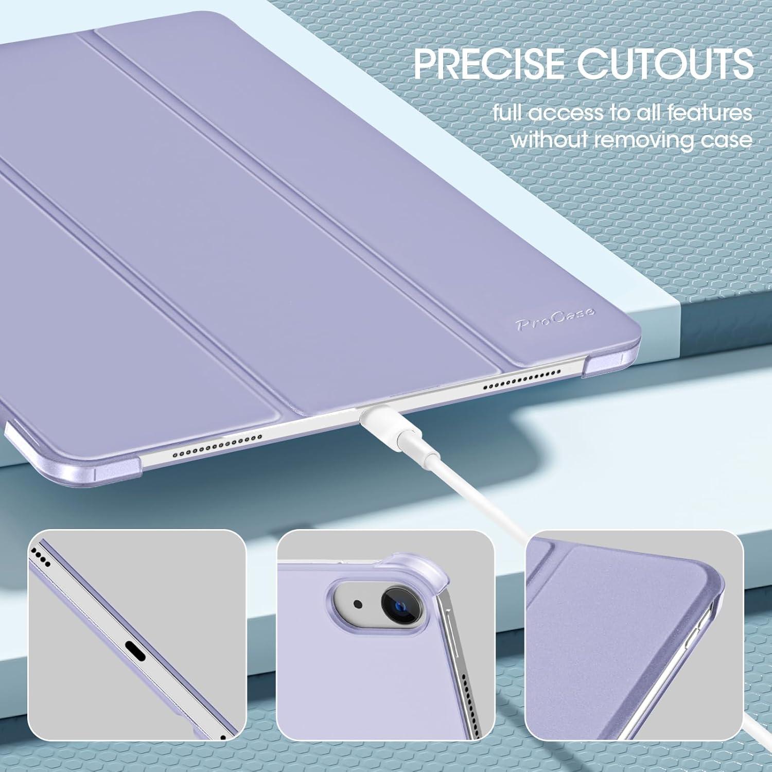 image:imageProCase for iPad Air 13 Inch Case M4M3M2202620252024 Slim Smart Cover iPad 13 Air M4 M3 M2 Case with Translucent Hard Shell Back Supports Touch ID Auto WakeSleep BlackPurple