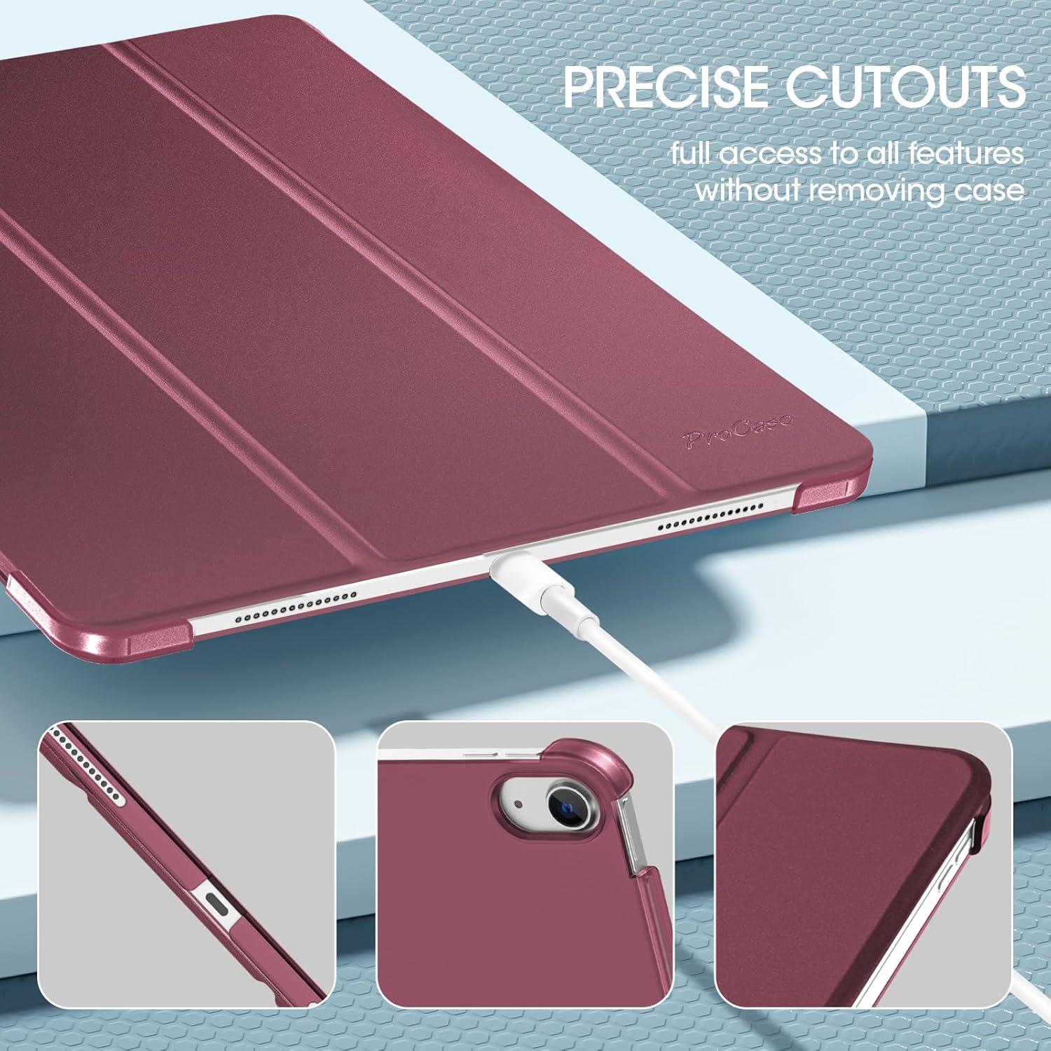 image:imageProCase for iPad Air 13 Inch Case M4M3M2202620252024 Slim Smart Cover iPad 13 Air M4 M3 M2 Case with Translucent Hard Shell Back Supports Touch ID Auto WakeSleep BlackWine