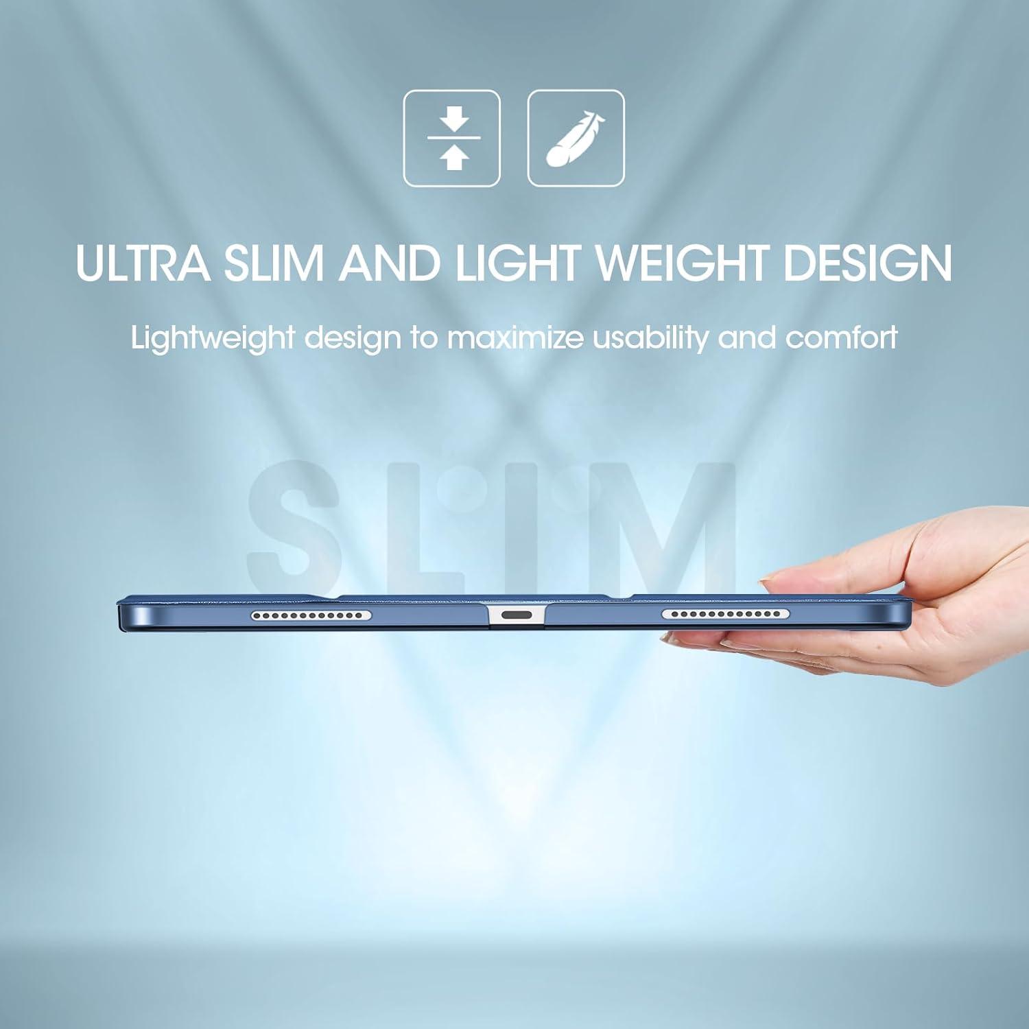 image:imageProCase for iPad Air 13 Inch Case M4M3M2202620252024 Slim Smart Cover iPad 13 Air M4 M3 M2 Case with Translucent Hard Shell Back Supports Touch ID Auto WakeSleep BlackDarkBlue