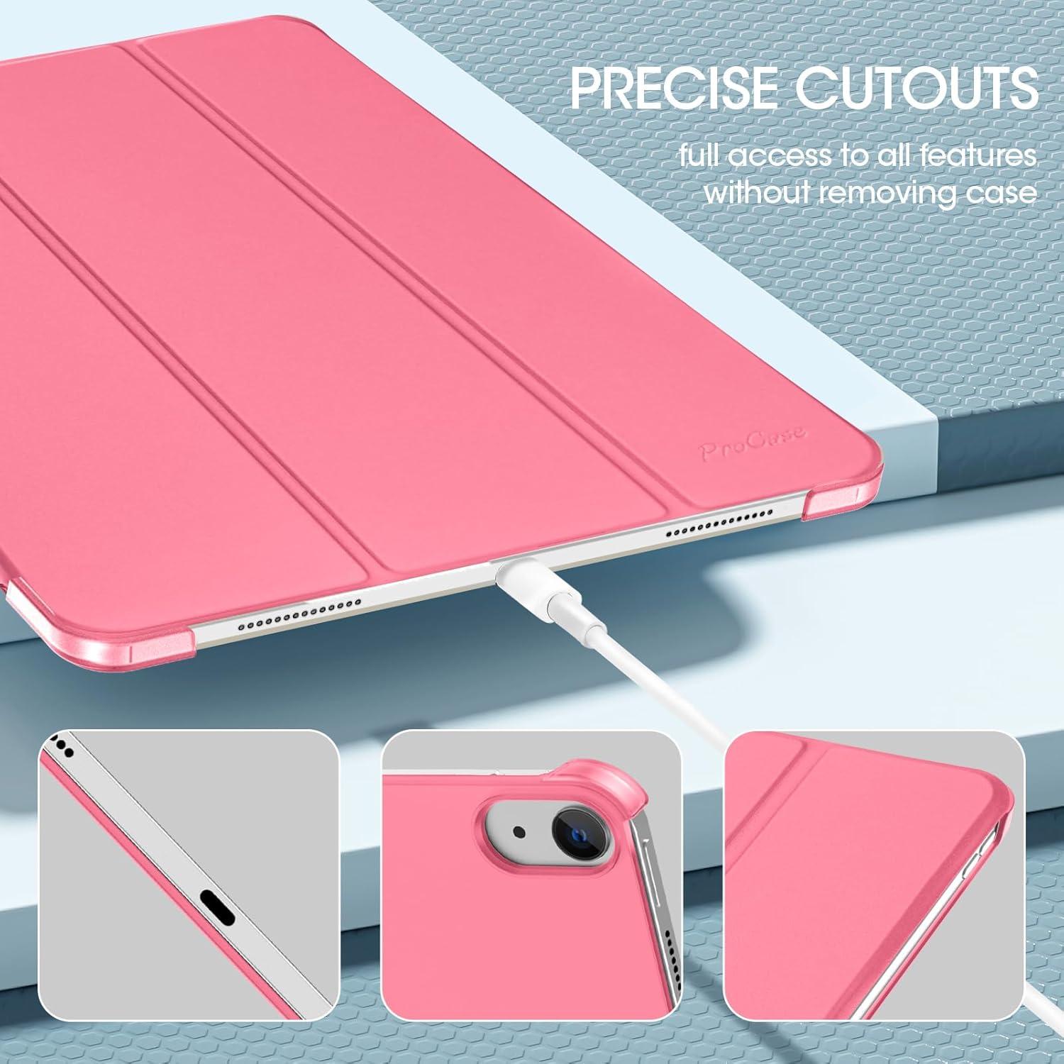 image:imageProCase for iPad Air 13 Inch Case M4M3M2202620252024 Slim Smart Cover iPad 13 Air M4 M3 M2 Case with Translucent Hard Shell Back Supports Touch ID Auto WakeSleep BlackMelonpink