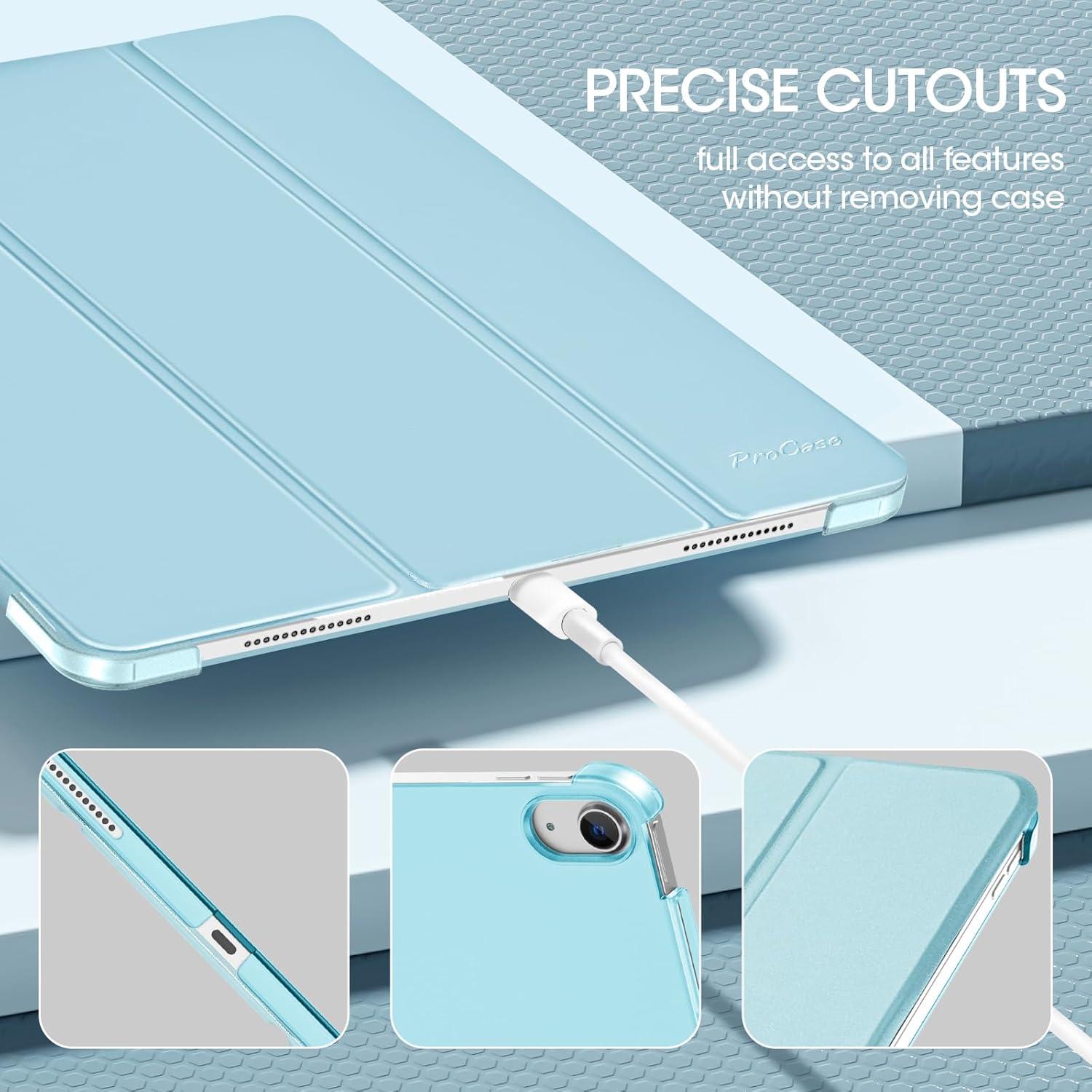 image:imageProCase for iPad Air 13 Inch Case M4M3M2202620252024 Slim Smart Cover iPad 13 Air M4 M3 M2 Case with Translucent Hard Shell Back Supports Touch ID Auto WakeSleep BlackAqua