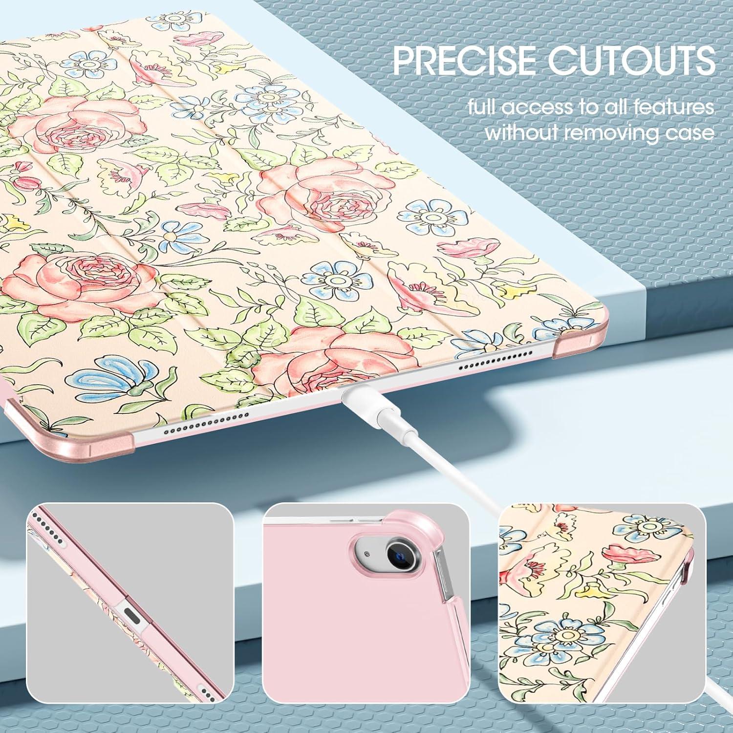 image:imageProCase for iPad Air 13 Inch Case M4M3M2202620252024 Slim Smart Cover iPad 13 Air M4 M3 M2 Case with Translucent Hard Shell Back Supports Touch ID Auto WakeSleep BlackRose