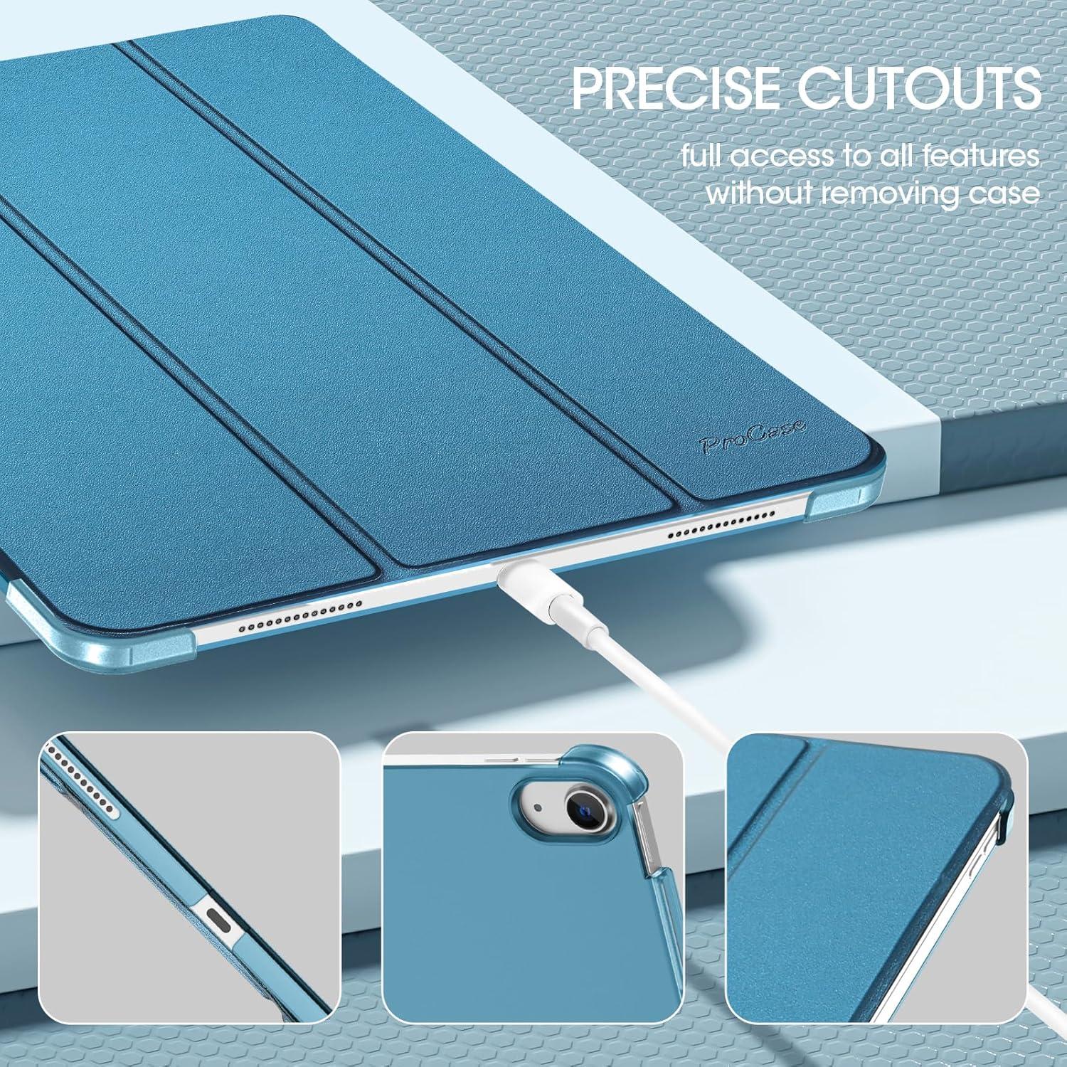 image:imageProCase for iPad Air 13 Inch Case M4M3M2202620252024 Slim Smart Cover iPad 13 Air M4 M3 M2 Case with Translucent Hard Shell Back Supports Touch ID Auto WakeSleep BlackTeal