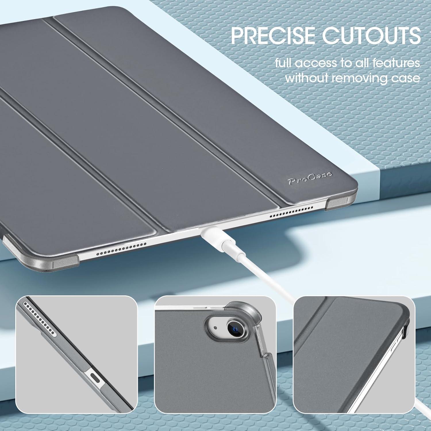 image:imageProCase for iPad Air 13 Inch Case M4M3M2202620252024 Slim Smart Cover iPad 13 Air M4 M3 M2 Case with Translucent Hard Shell Back Supports Touch ID Auto WakeSleep BlackGrey