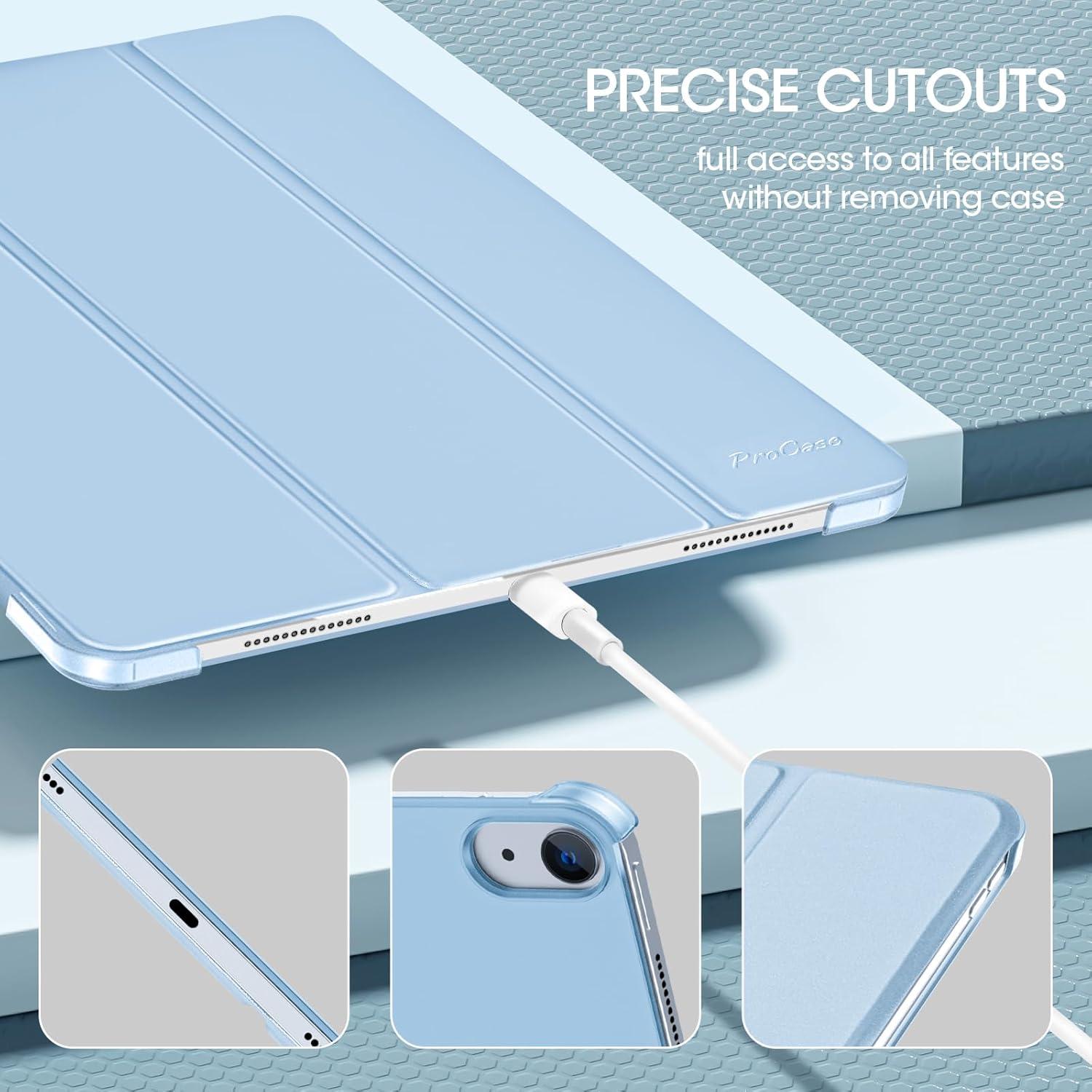 image:imageProCase for iPad Air 13 Inch Case M4M3M2202620252024 Slim Smart Cover iPad 13 Air M4 M3 M2 Case with Translucent Hard Shell Back Supports Touch ID Auto WakeSleep BlackBlue