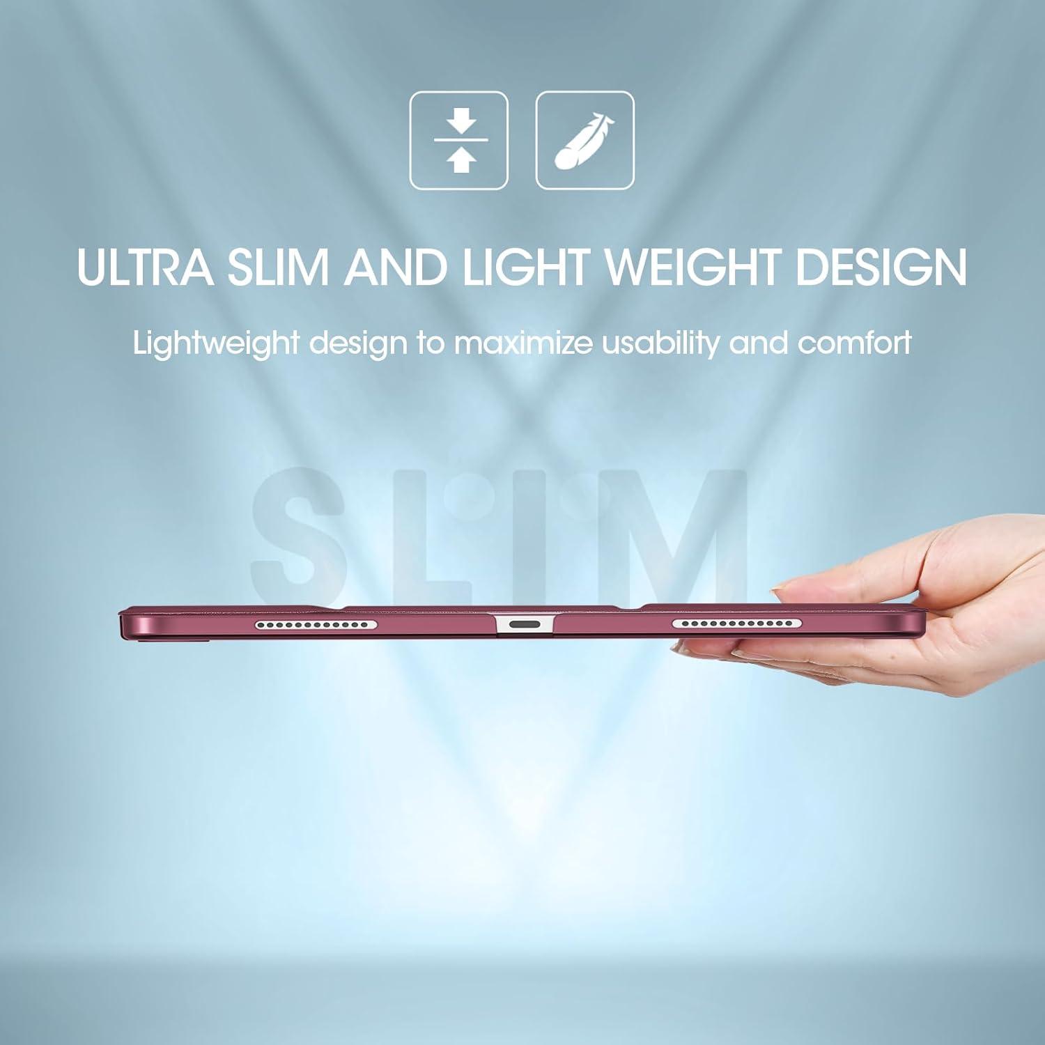 image:imageProCase for iPad Air 13 Inch Case M4M3M2202620252024 Slim Smart Cover iPad 13 Air M4 M3 M2 Case with Translucent Hard Shell Back Supports Touch ID Auto WakeSleep BlackWine