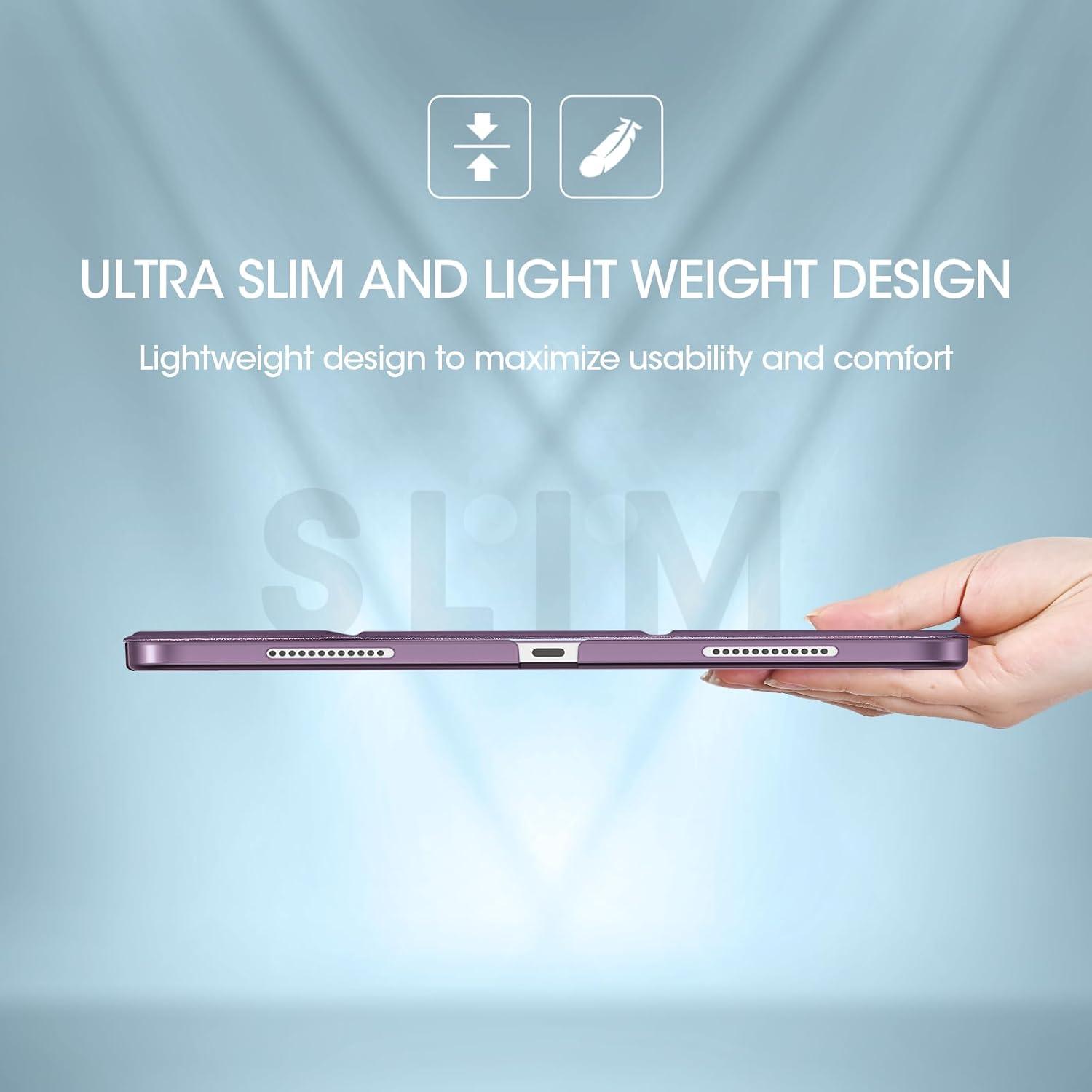 image:imageProCase for iPad Air 13 Inch Case M4M3M2202620252024 Slim Smart Cover iPad 13 Air M4 M3 M2 Case with Translucent Hard Shell Back Supports Touch ID Auto WakeSleep BlackDarkPurple