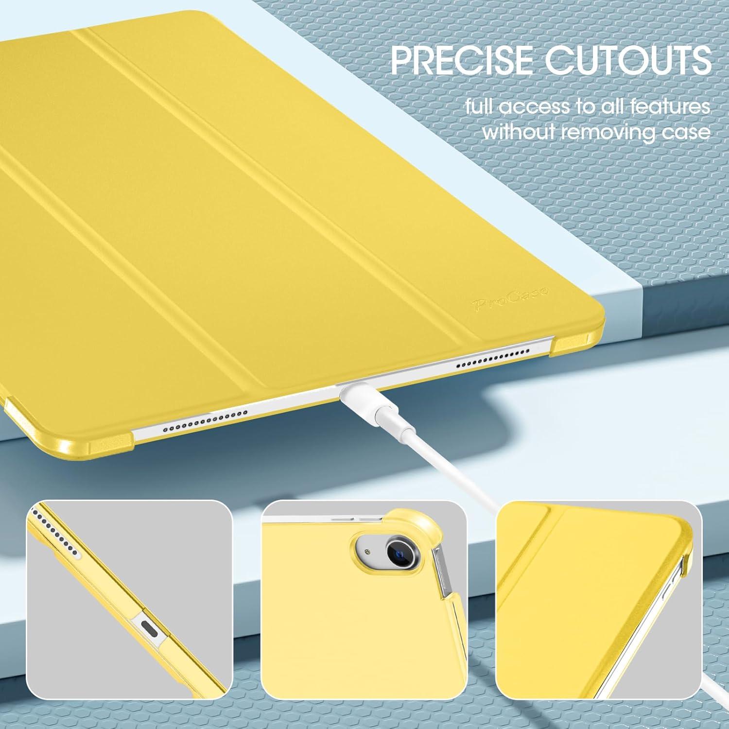 image:imageProCase for iPad Air 13 Inch Case M4M3M2202620252024 Slim Smart Cover iPad 13 Air M4 M3 M2 Case with Translucent Hard Shell Back Supports Touch ID Auto WakeSleep BlackYellow