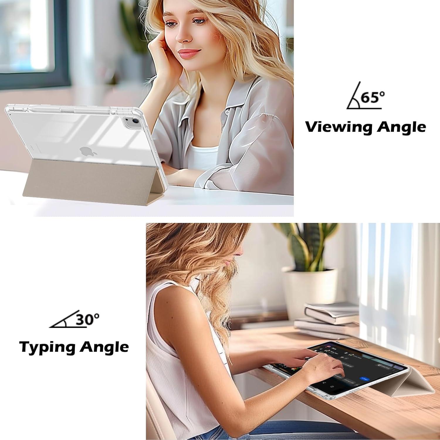 image:imageProCase for iPad Air 13 Inch Case M4M3M2202620252024 with Pencil Holder Hybrid Smart Cover iPad 13 Air M4 M3 M2 Case with Clear Transparent Back Supports Touch ID Auto WakeSleep NavyStarlight