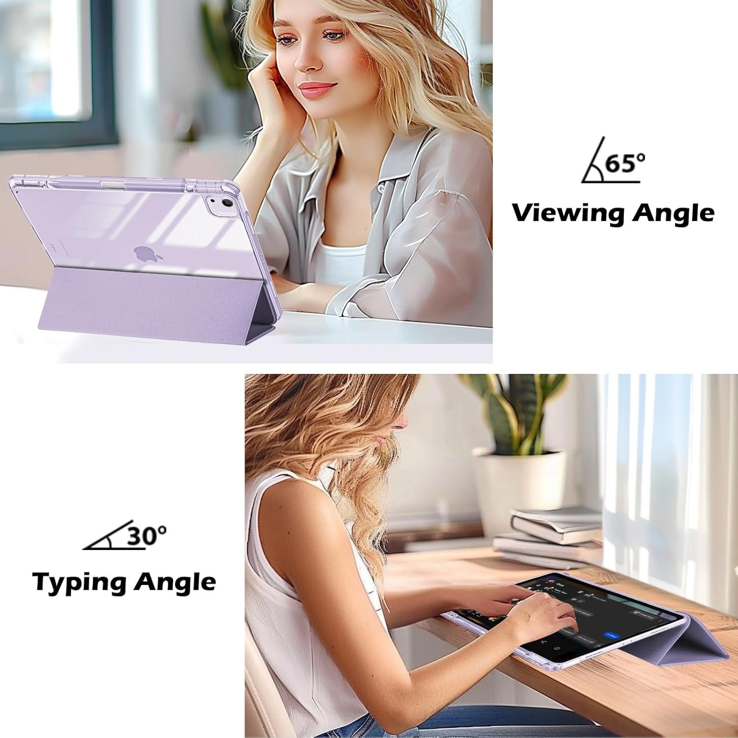 image:imageProCase for iPad Air 13 Inch Case M4M3M2202620252024 with Pencil Holder Hybrid Smart Cover iPad 13 Air M4 M3 M2 Case with Clear Transparent Back Supports Touch ID Auto WakeSleep NavyPurple