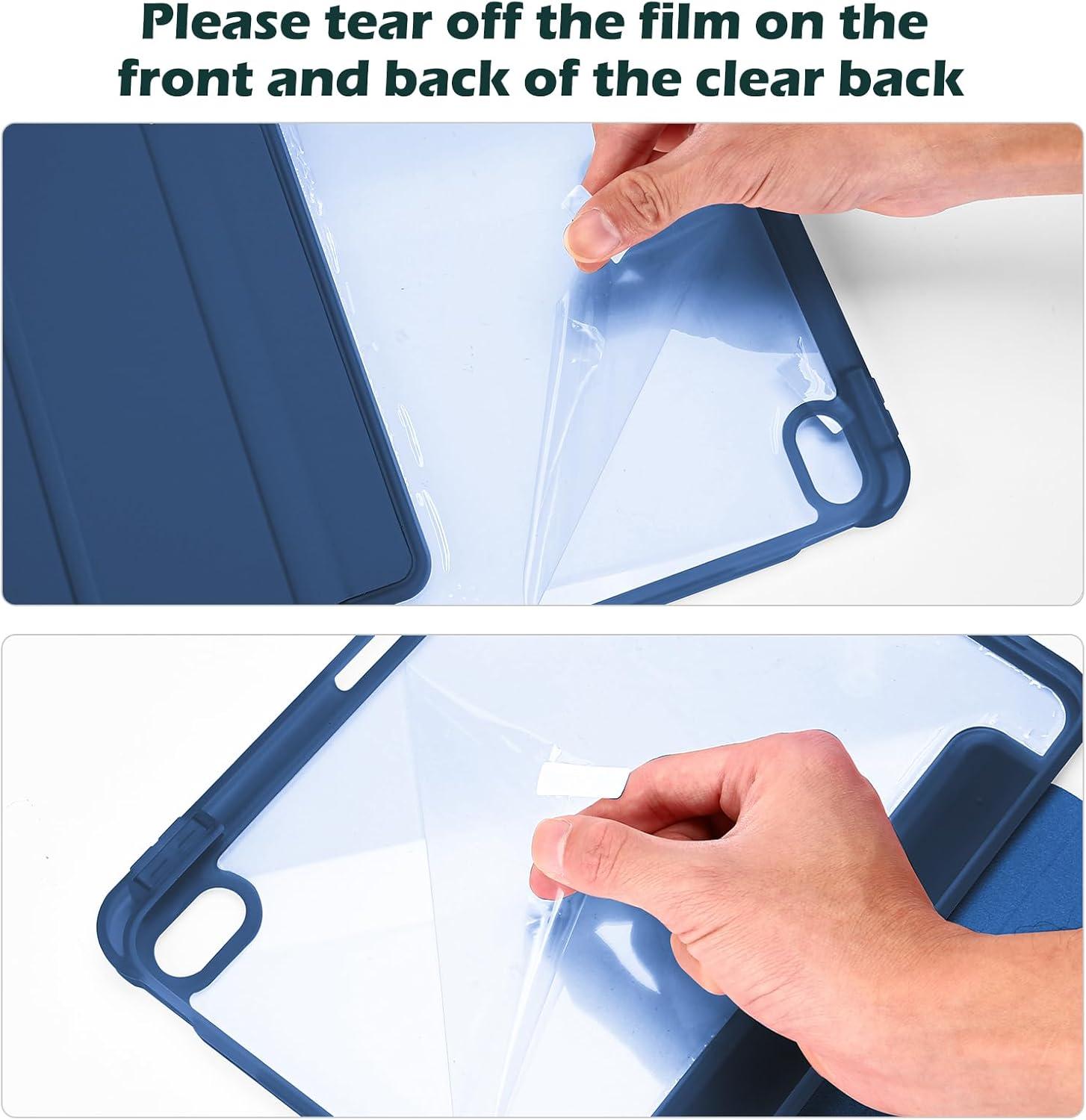 image:imageProCase for iPad Air 13 Inch Case M4M3M2202620252024 with Pencil Holder Hybrid Smart Cover iPad 13 Air M4 M3 M2 Case with Clear Transparent Back Supports Touch ID Auto WakeSleep NavyAllnavy