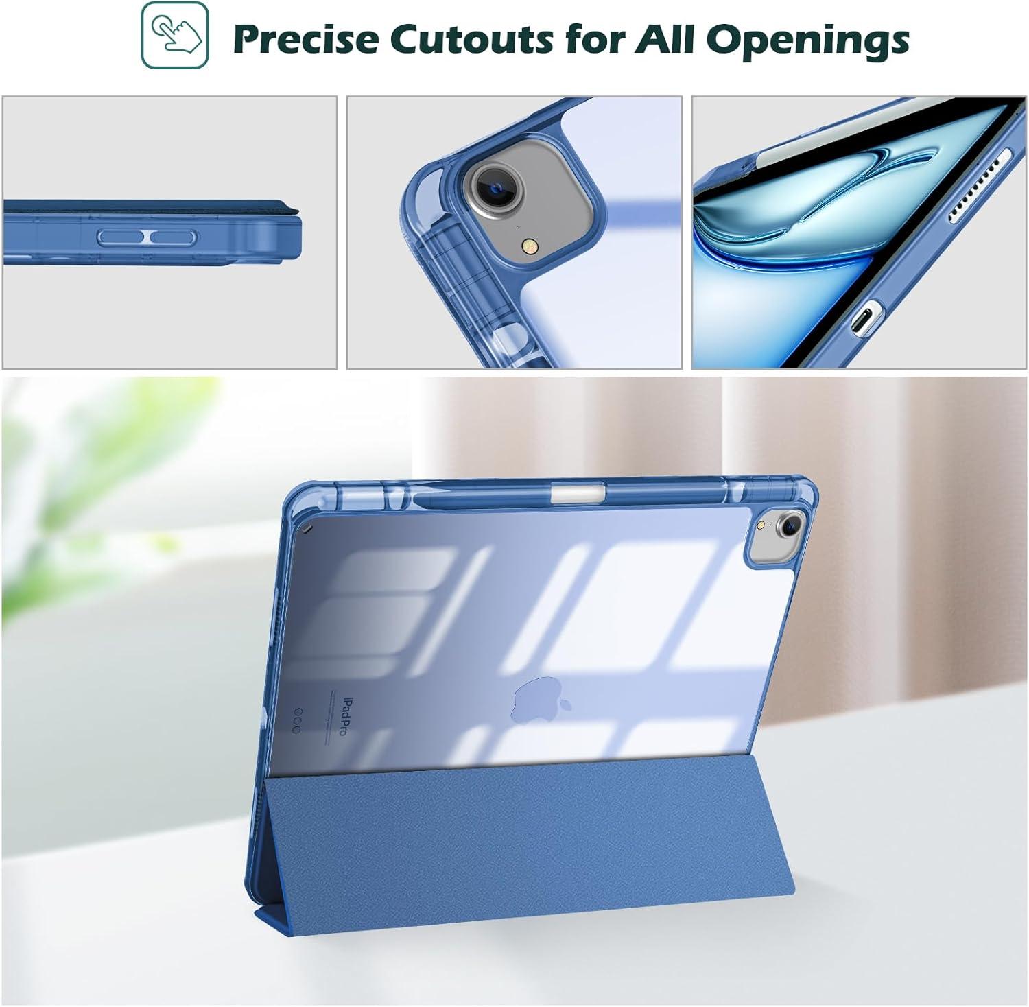 image:imageProCase for iPad Air 13 Inch Case M4M3M2202620252024 with Pencil Holder Hybrid Smart Cover iPad 13 Air M4 M3 M2 Case with Clear Transparent Back Supports Touch ID Auto WakeSleep NavyNavy