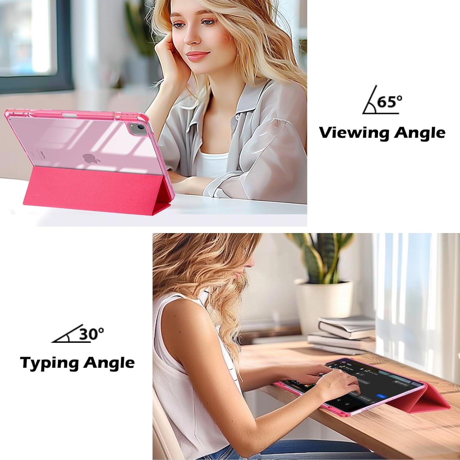 image:imageProCase for iPad Air 13 Inch Case M4M3M2202620252024 with Pencil Holder Hybrid Smart Cover iPad 13 Air M4 M3 M2 Case with Clear Transparent Back Supports Touch ID Auto WakeSleep NavyMelonpink
