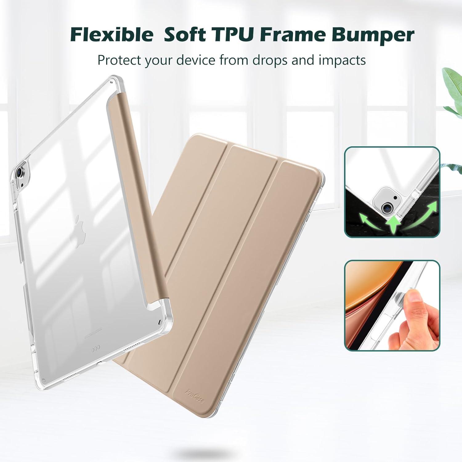image:imageProCase for iPad Air 13 Inch Case M4M3M2202620252024 with Pencil Holder Hybrid Smart Cover iPad 13 Air M4 M3 M2 Case with Clear Transparent Back Supports Touch ID Auto WakeSleep NavyStarlight