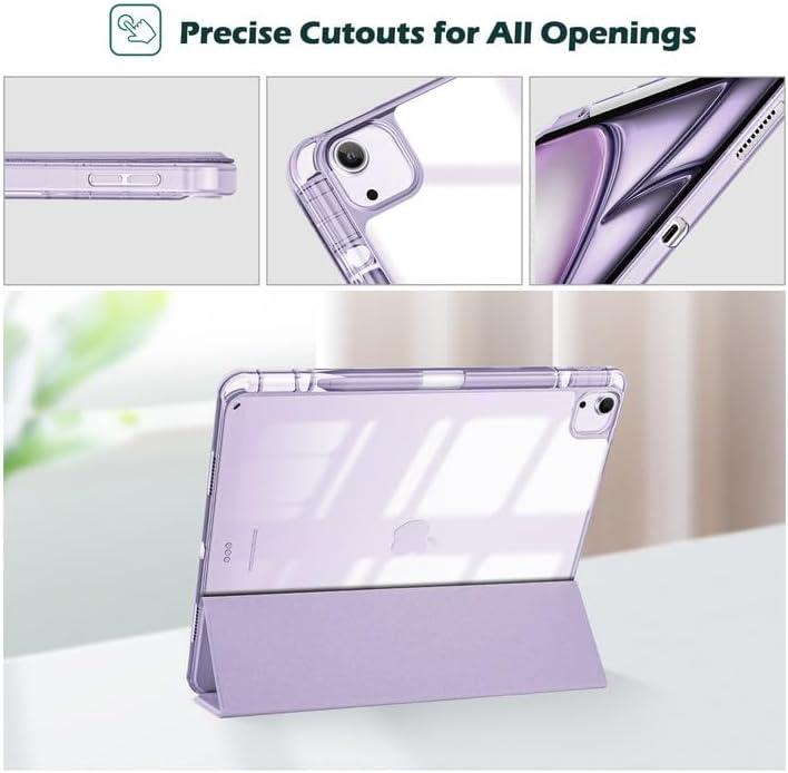 image:imageProCase for iPad Air 13 Inch Case M4M3M2202620252024 with Pencil Holder Hybrid Smart Cover iPad 13 Air M4 M3 M2 Case with Clear Transparent Back Supports Touch ID Auto WakeSleep NavyPurple