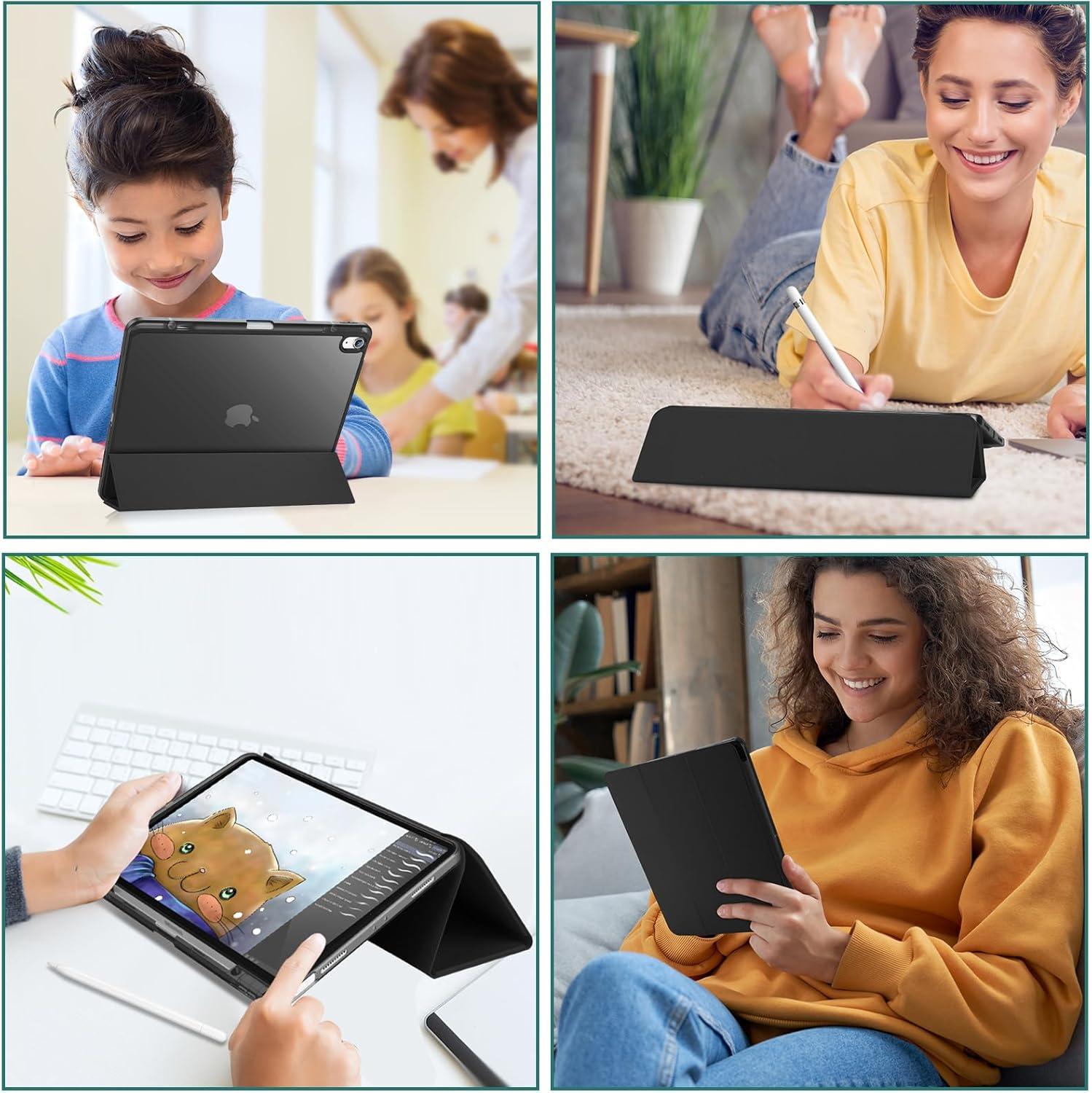 image:imageProCase for iPad Air 13 Inch Case M4M3M2202620252024 with Pencil Holder Hybrid Smart Cover iPad 13 Air M4 M3 M2 Case with Clear Transparent Back Supports Touch ID Auto WakeSleep NavyAllblack
