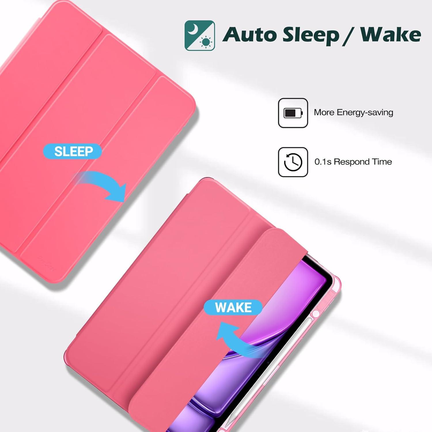 image:imageProCase for iPad Air 13 Inch Case M4M3M2202620252024 with Pencil Holder Hybrid Smart Cover iPad 13 Air M4 M3 M2 Case with Clear Transparent Back Supports Touch ID Auto WakeSleep NavyMelonpink