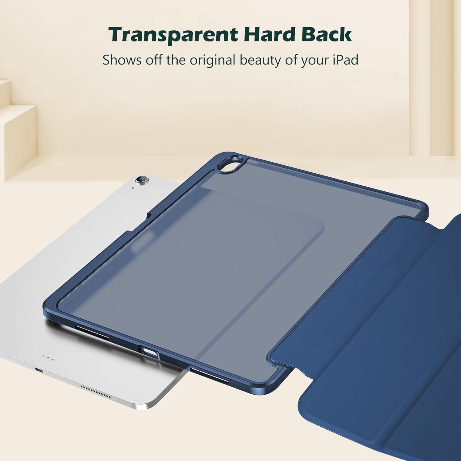 image:imageProCase for iPad Air 13 Inch Case M4M3M2202620252024 with Pencil Holder Hybrid Smart Cover iPad 13 Air M4 M3 M2 Case with Clear Transparent Back Supports Touch ID Auto WakeSleep NavyAllnavy