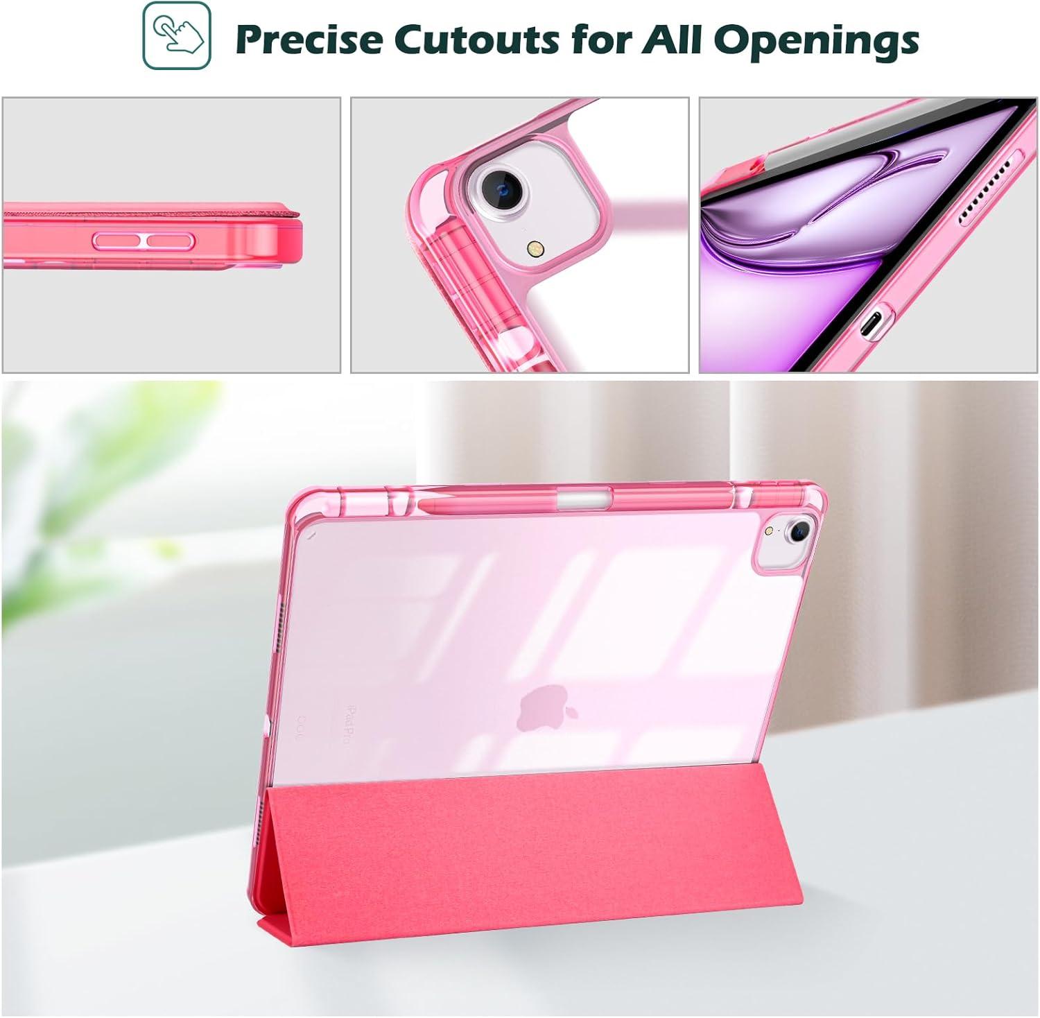 image:imageProCase for iPad Air 13 Inch Case M4M3M2202620252024 with Pencil Holder Hybrid Smart Cover iPad 13 Air M4 M3 M2 Case with Clear Transparent Back Supports Touch ID Auto WakeSleep NavyMelonpink