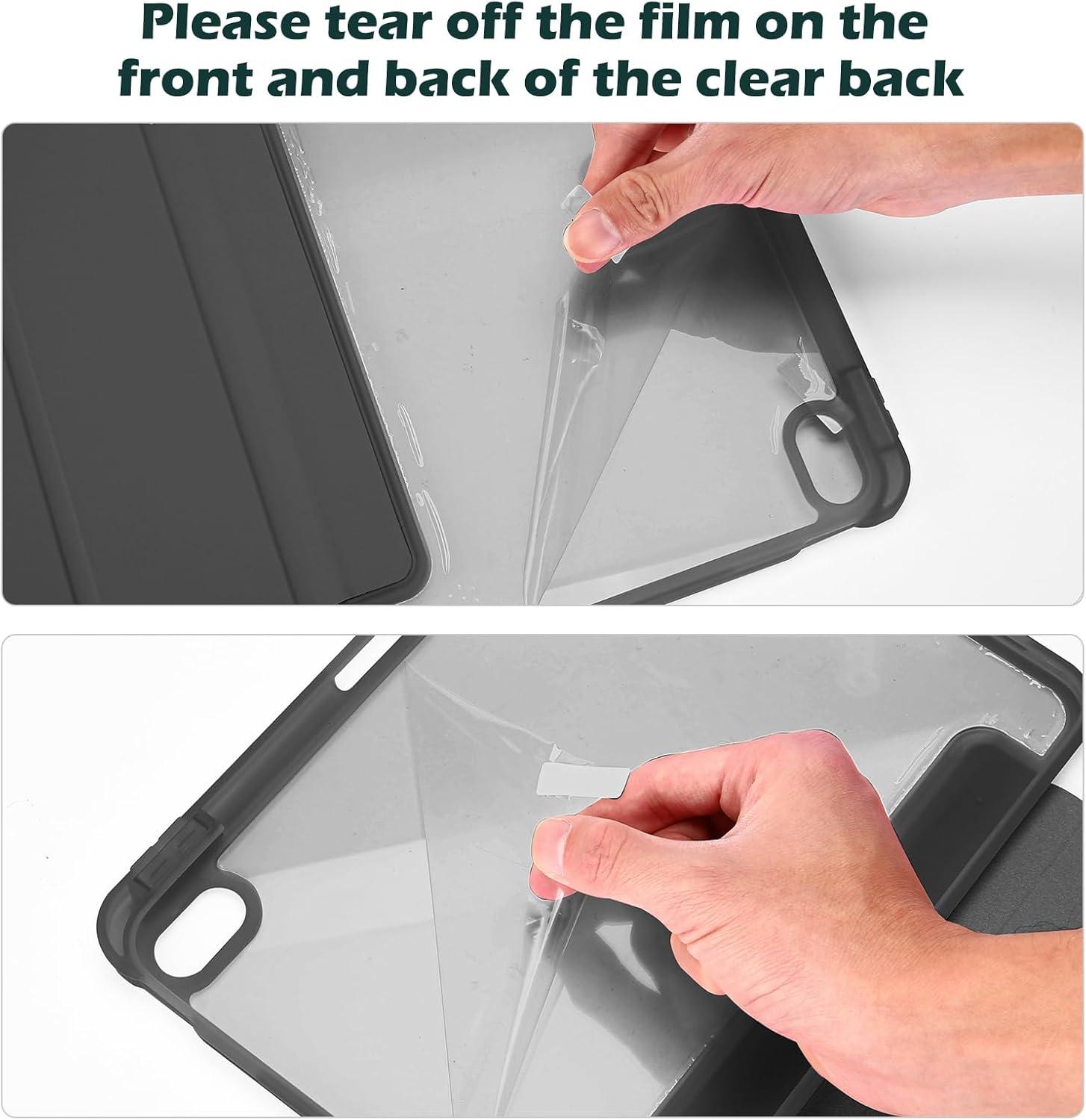 image:imageProCase for iPad Air 13 Inch Case M4M3M2202620252024 with Pencil Holder Hybrid Smart Cover iPad 13 Air M4 M3 M2 Case with Clear Transparent Back Supports Touch ID Auto WakeSleep NavyAllblack