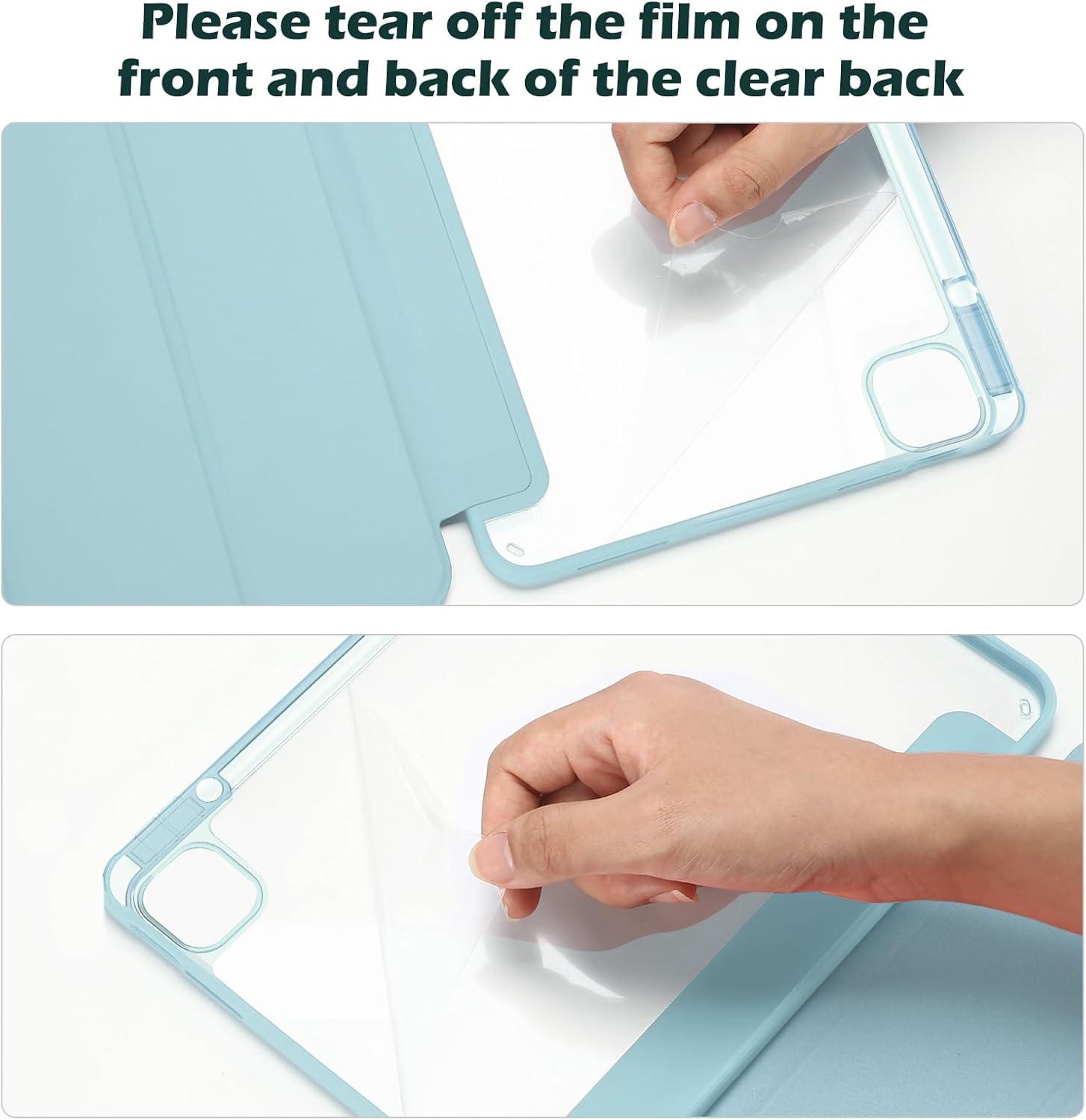 image:imageProCase for iPad Air 13 Inch Case M4M3M2202620252024 with Pencil Holder Hybrid Smart Cover iPad 13 Air M4 M3 M2 Case with Clear Transparent Back Supports Touch ID Auto WakeSleep NavySkyBlue