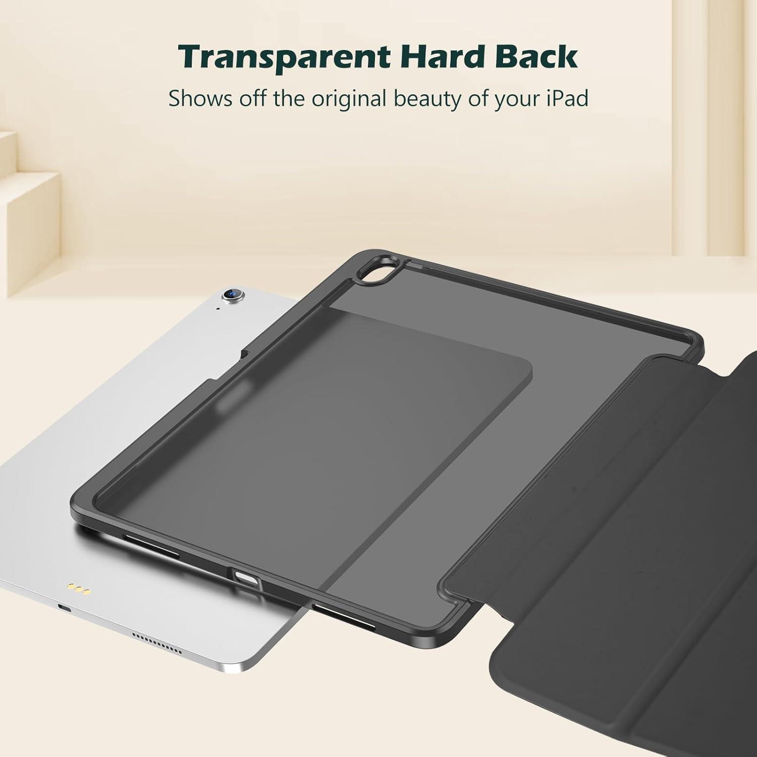 image:imageProCase for iPad Air 13 Inch Case M4M3M2202620252024 with Pencil Holder Hybrid Smart Cover iPad 13 Air M4 M3 M2 Case with Clear Transparent Back Supports Touch ID Auto WakeSleep NavyAllblack