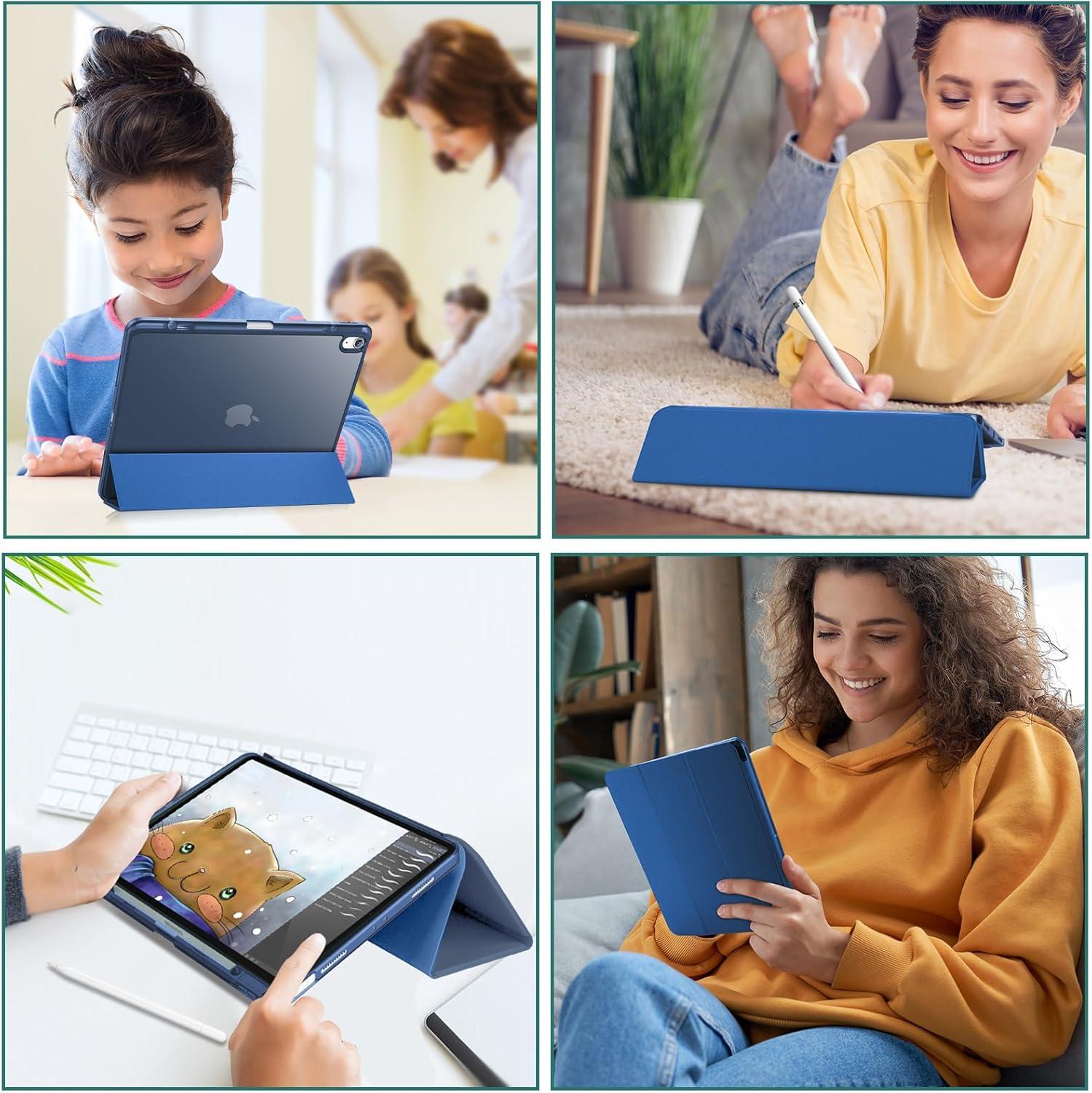 image:imageProCase for iPad Air 13 Inch Case M4M3M2202620252024 with Pencil Holder Hybrid Smart Cover iPad 13 Air M4 M3 M2 Case with Clear Transparent Back Supports Touch ID Auto WakeSleep NavyAllnavy
