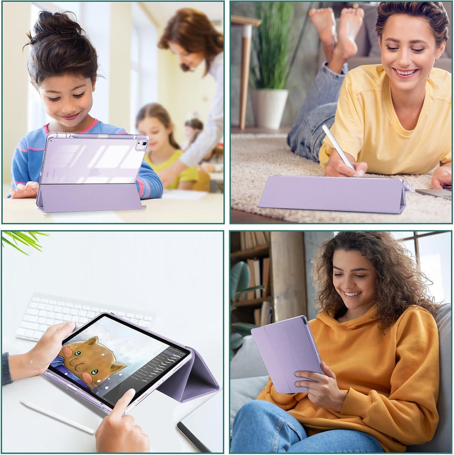 image:imageProCase for iPad Air 13 Inch Case M4M3M2202620252024 with Pencil Holder Hybrid Smart Cover iPad 13 Air M4 M3 M2 Case with Clear Transparent Back Supports Touch ID Auto WakeSleep NavyPurple