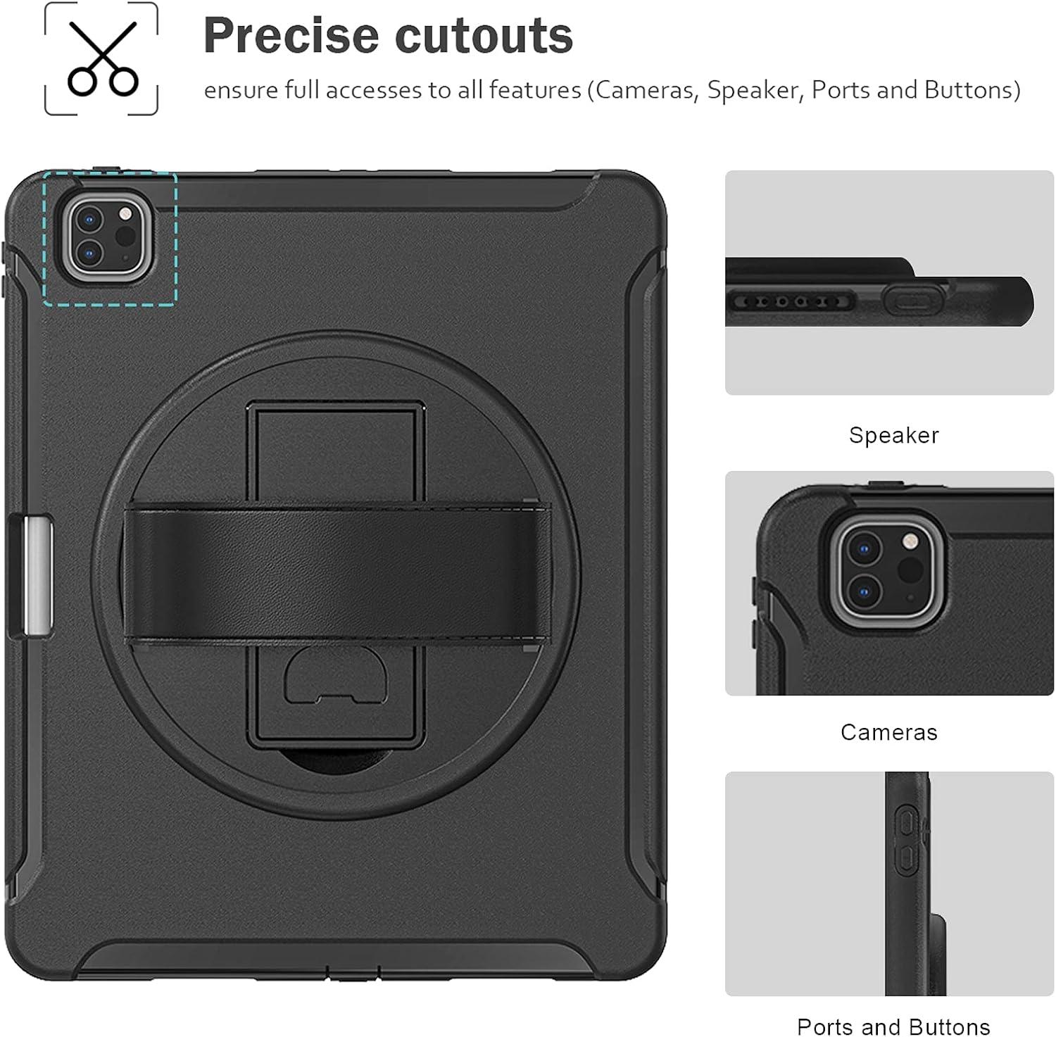 image:imageProCase for iPad Pro 11 Inch Case 2022 2021 2020 2018 Rugged Heavy Duty Shockproof Cover Case with Kickstand Hand Strap for iPad Pro 11 4th 3rd 2nd 1st Black