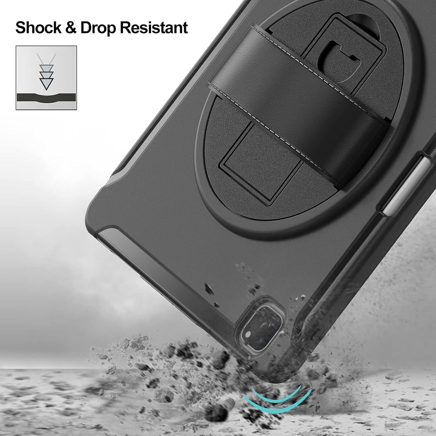 image:imageProCase for iPad Pro 11 Inch Case 2022 2021 2020 2018 Rugged Heavy Duty Shockproof Cover Case with Kickstand Hand Strap for iPad Pro 11 4th 3rd 2nd 1st Black