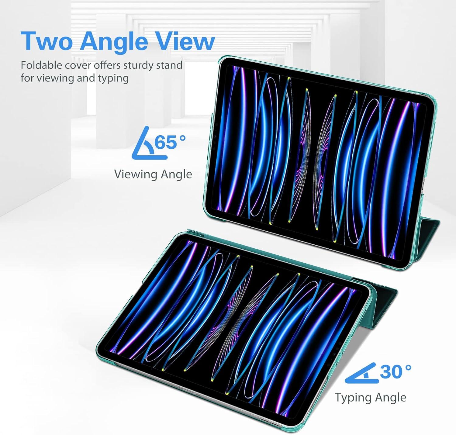image:imageProCase for iPad Pro 11 Inch Case 20222021202020184th3rd2nd1st Generation iPad Pro 11 Slim Stand Hard Back Cover Shell Smart Folio Compatible with PenciSupport Auto WakeSleep BlackEmerald