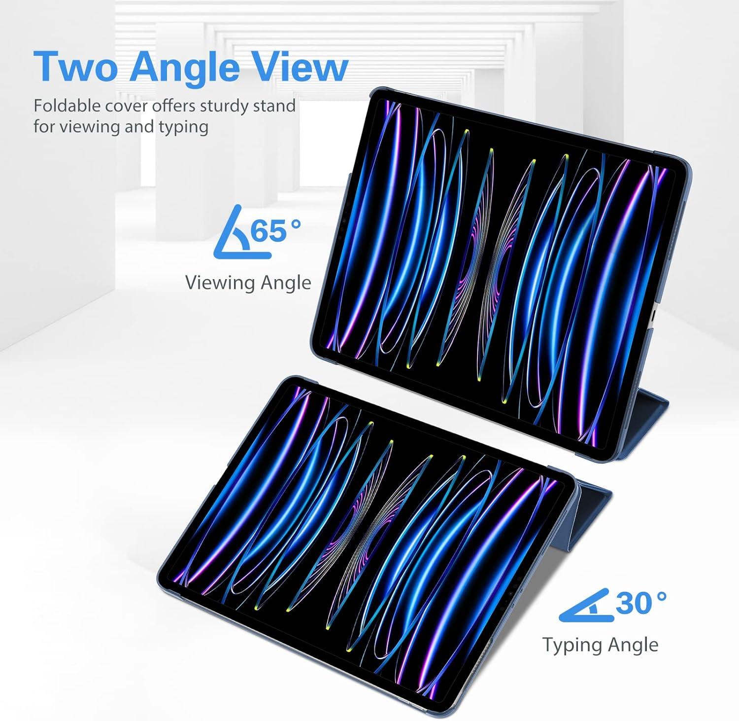 image:imageProCase for iPad Pro 11 Inch Case 20222021202020184th3rd2nd1st Generation iPad Pro 11 Slim Stand Hard Back Cover Shell Smart Folio Compatible with PenciSupport Auto WakeSleep BlackDarkblue