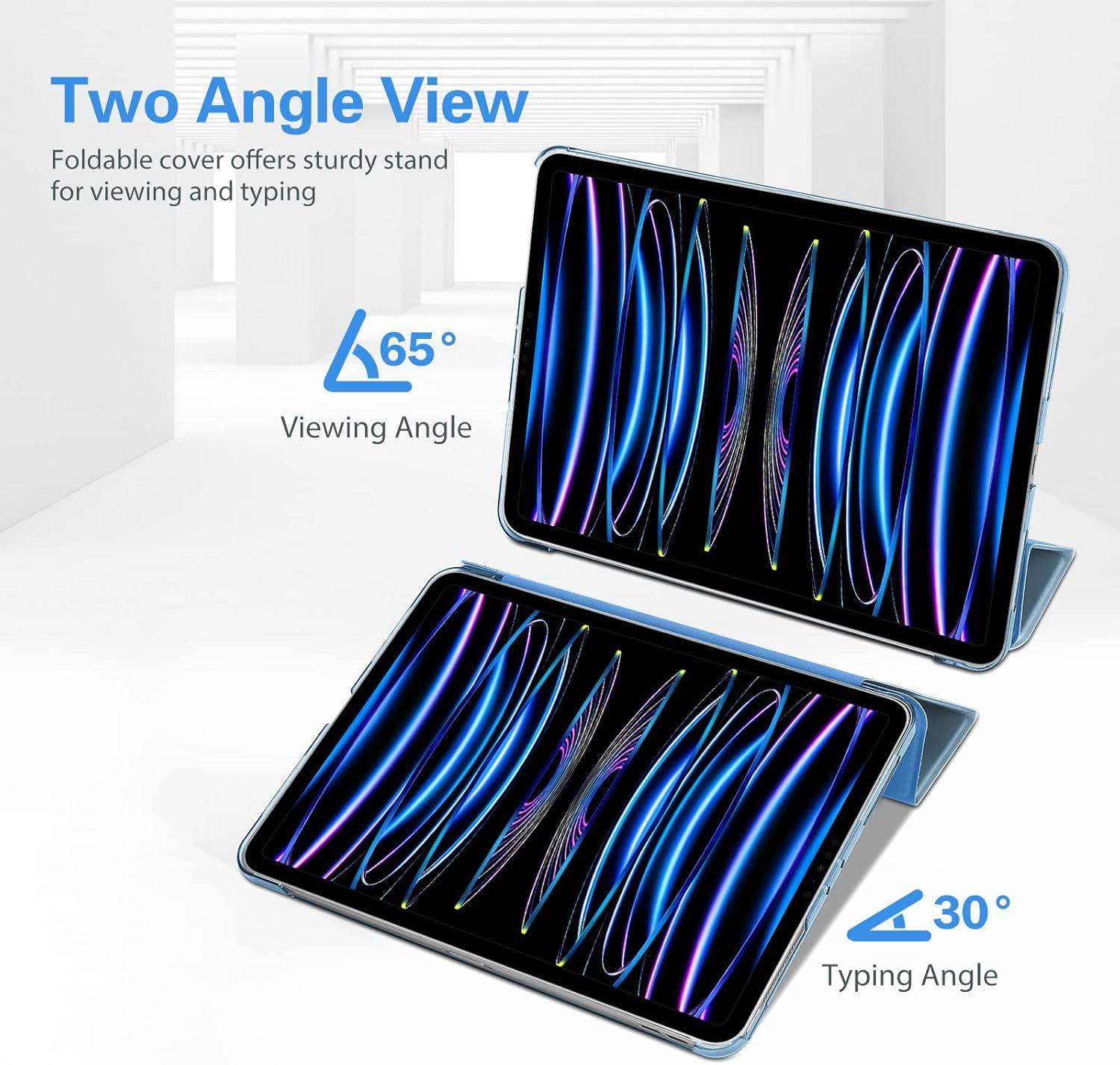 image:imageProCase for iPad Pro 11 Inch Case 20222021202020184th3rd2nd1st Generation iPad Pro 11 Slim Stand Hard Back Cover Shell Smart Folio Compatible with PenciSupport Auto WakeSleep BlackSkyblue