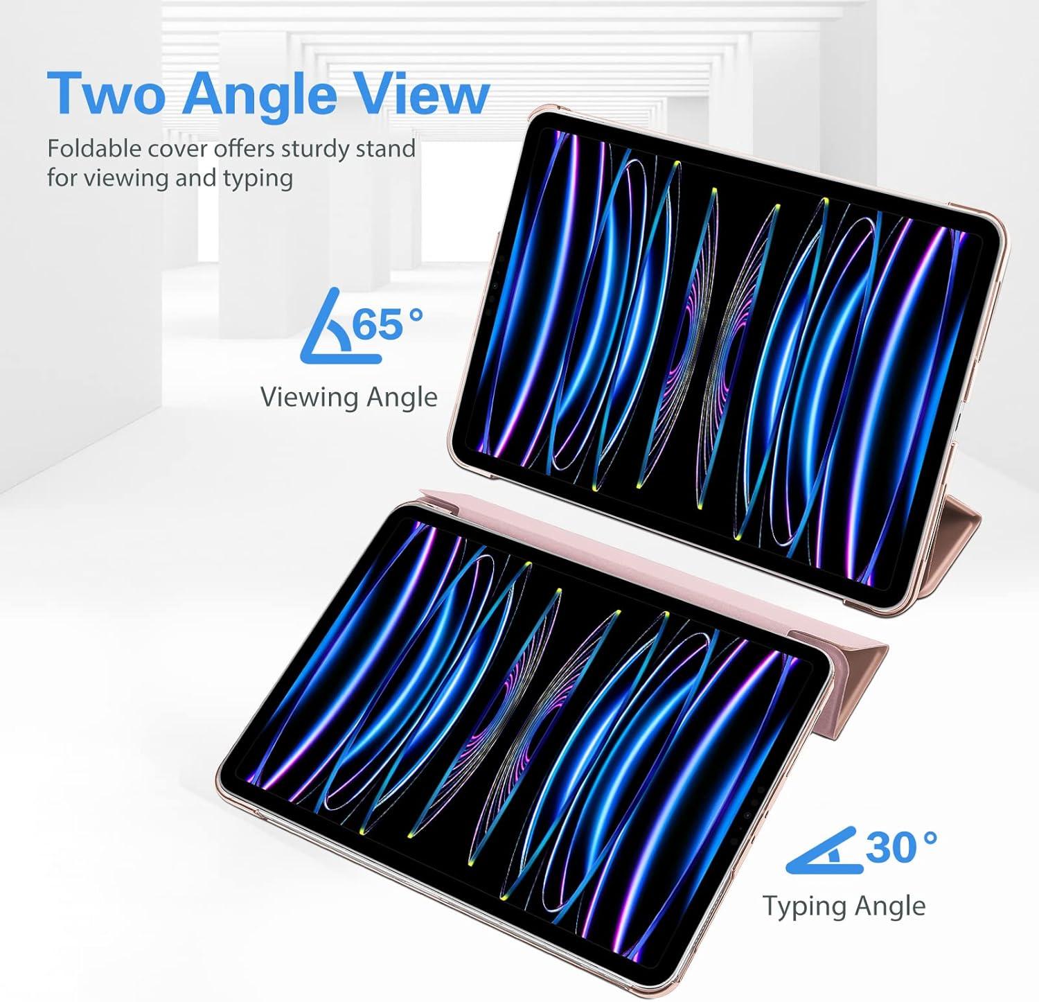 image:imageProCase for iPad Pro 11 Inch Case 20222021202020184th3rd2nd1st Generation iPad Pro 11 Slim Stand Hard Back Cover Shell Smart Folio Compatible with PenciSupport Auto WakeSleep BlackRosegold