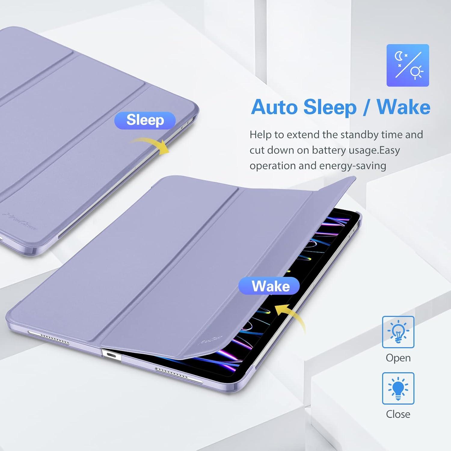image:imageProCase for iPad Pro 11 Inch Case 20222021202020184th3rd2nd1st Generation iPad Pro 11 Slim Stand Hard Back Cover Shell Smart Folio Compatible with PenciSupport Auto WakeSleep BlackLightpurple