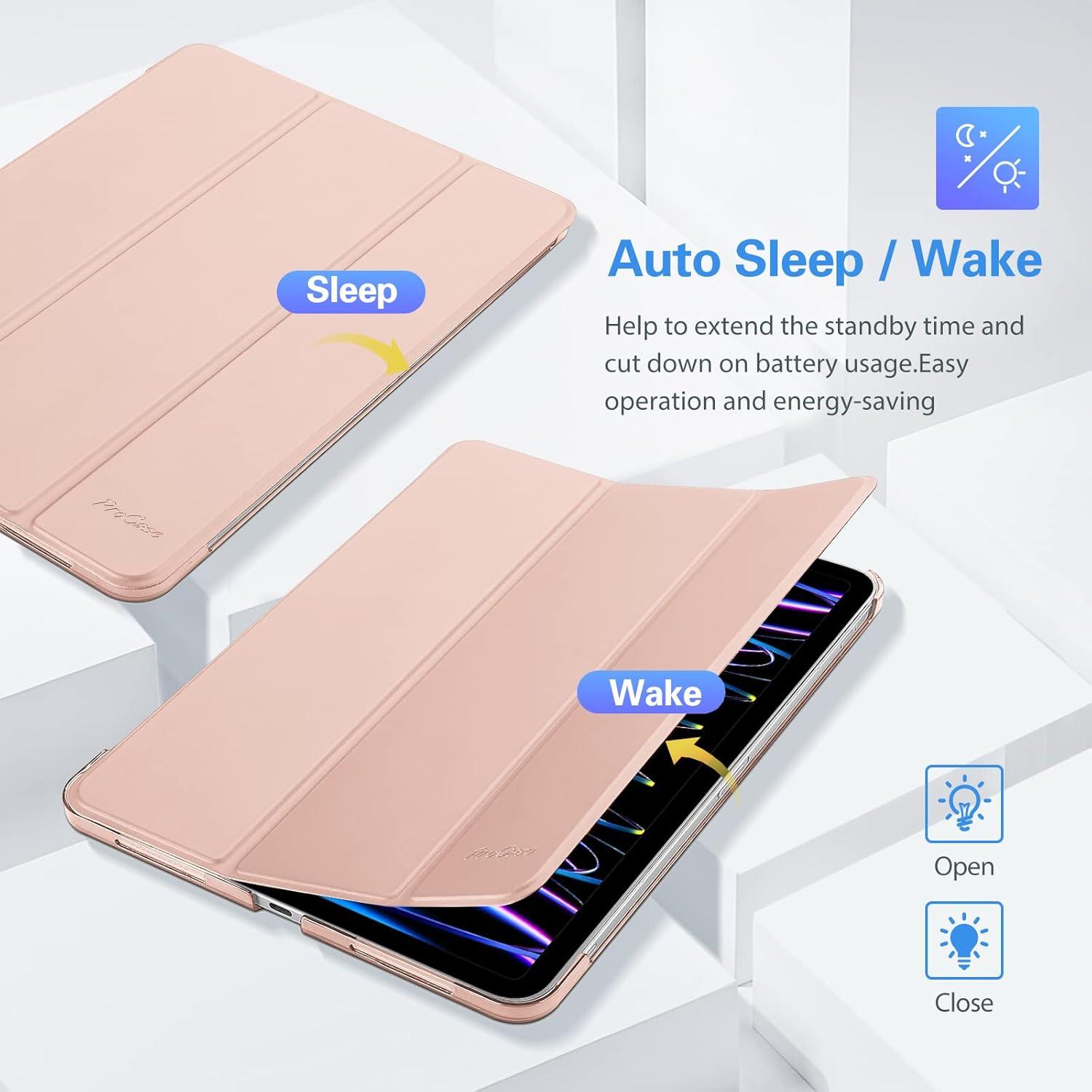 image:imageProCase for iPad Pro 11 Inch Case 20222021202020184th3rd2nd1st Generation iPad Pro 11 Slim Stand Hard Back Cover Shell Smart Folio Compatible with PenciSupport Auto WakeSleep BlackRosegold