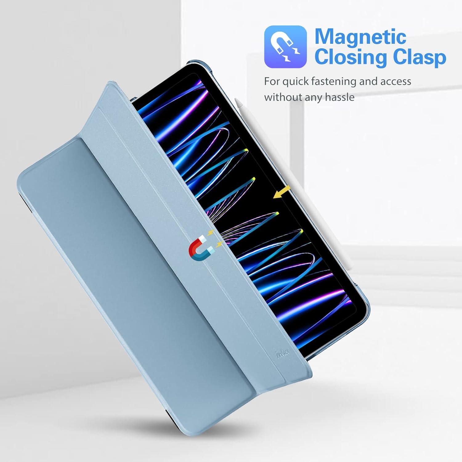 image:imageProCase for iPad Pro 11 Inch Case 20222021202020184th3rd2nd1st Generation iPad Pro 11 Slim Stand Hard Back Cover Shell Smart Folio Compatible with PenciSupport Auto WakeSleep BlackSkyblue