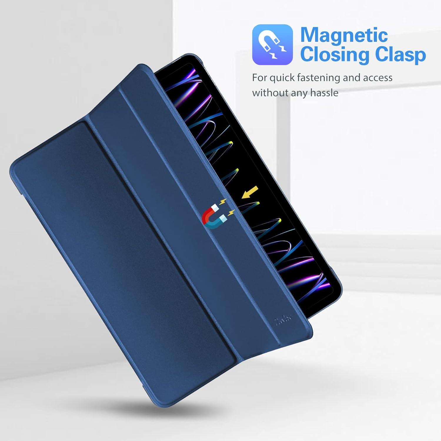 image:imageProCase for iPad Pro 11 Inch Case 20222021202020184th3rd2nd1st Generation iPad Pro 11 Slim Stand Hard Back Cover Shell Smart Folio Compatible with PenciSupport Auto WakeSleep BlackDarkblue