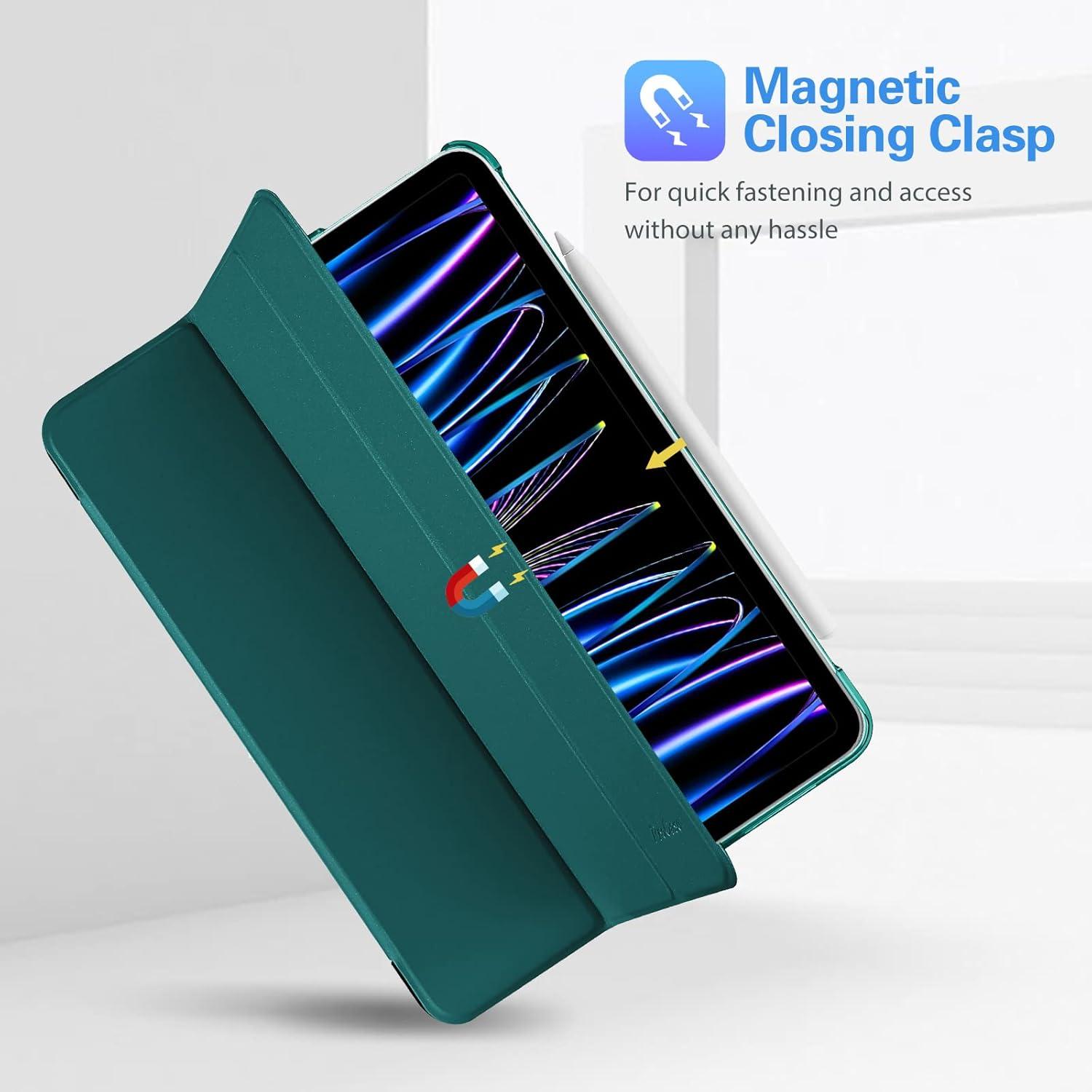 image:imageProCase for iPad Pro 11 Inch Case 20222021202020184th3rd2nd1st Generation iPad Pro 11 Slim Stand Hard Back Cover Shell Smart Folio Compatible with PenciSupport Auto WakeSleep BlackEmerald