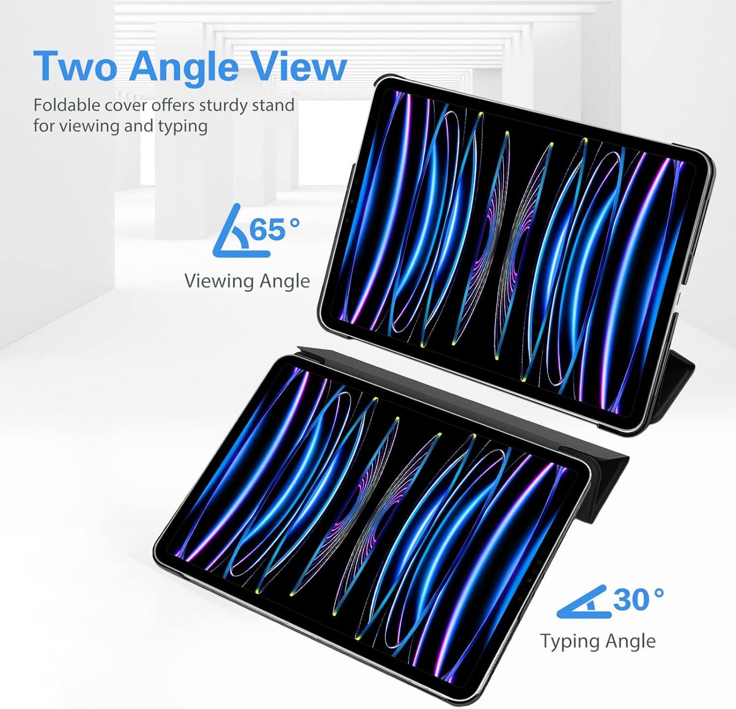 image:imageProCase for iPad Pro 11 Inch Case 20222021202020184th3rd2nd1st Generation iPad Pro 11 Slim Stand Hard Back Cover Shell Smart Folio Compatible with PenciSupport Auto WakeSleep BlackBlack